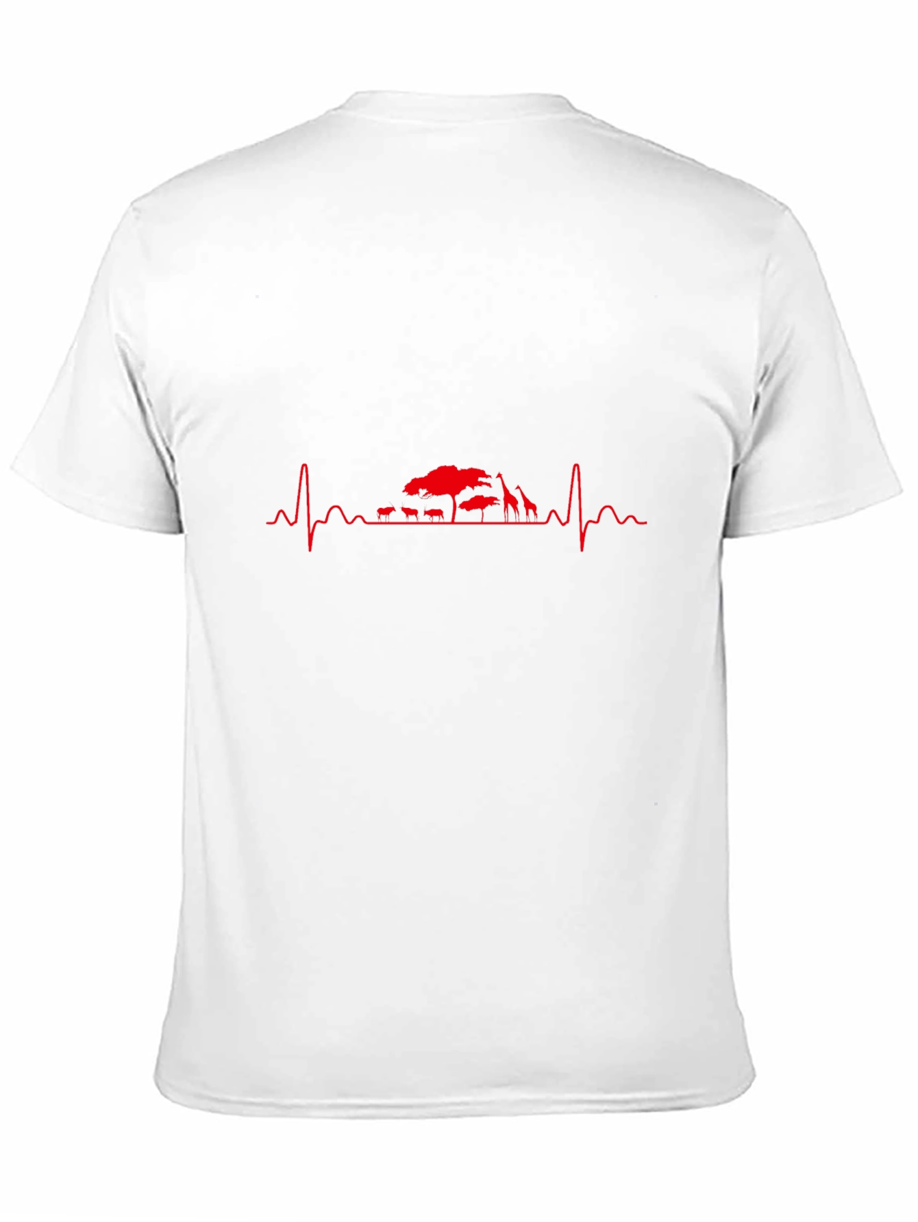 Black Men's Black T-Shirt - Safari Heartbeat Design view 11
