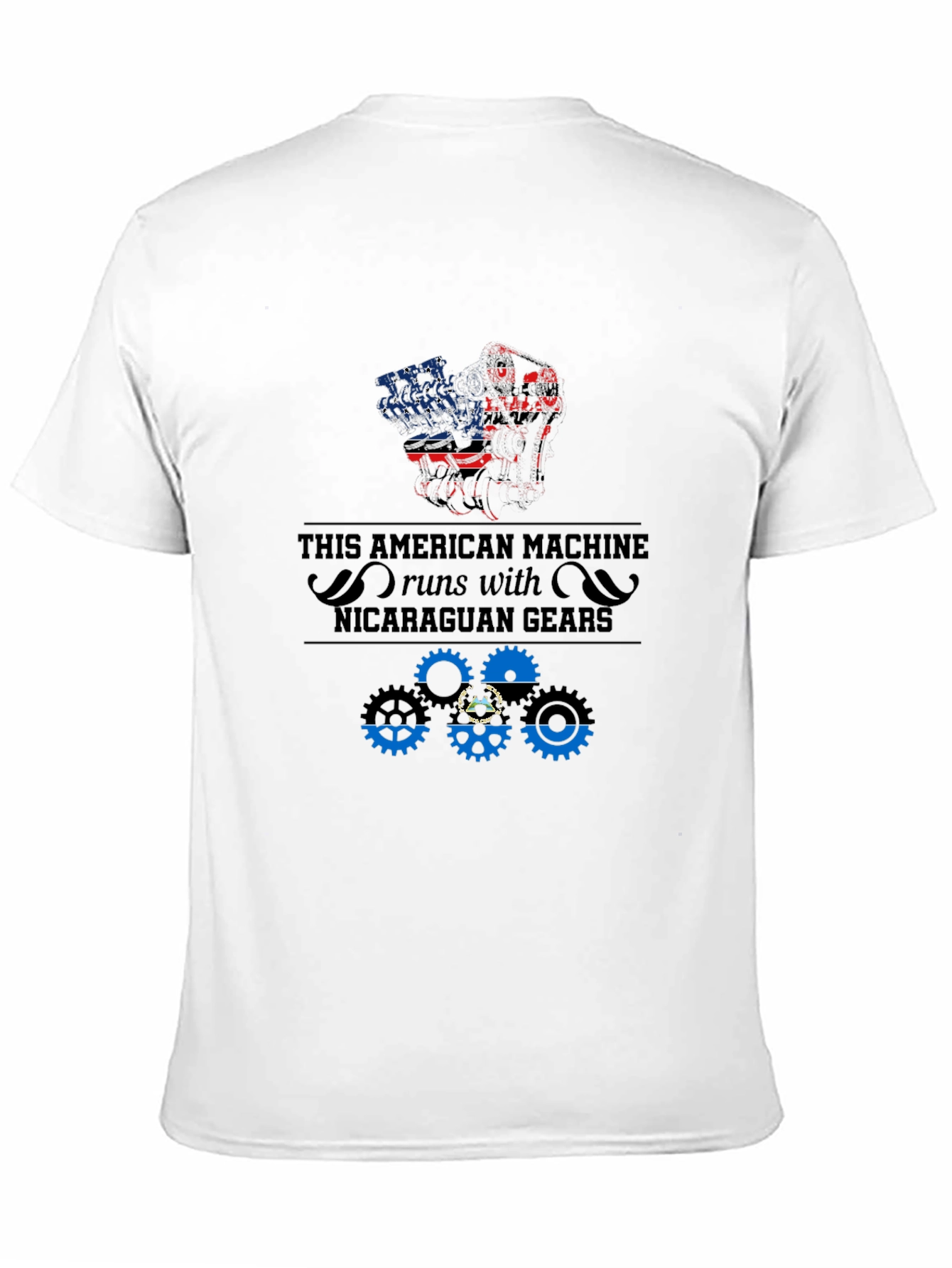 Black American Machine Nicaragua Gears T-Shirt view 11