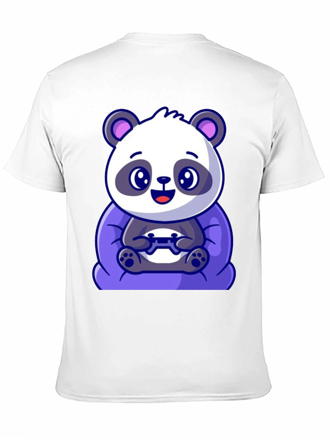 Black Cute Gamer Panda T-Shirt - Black Cotton Tee view 11