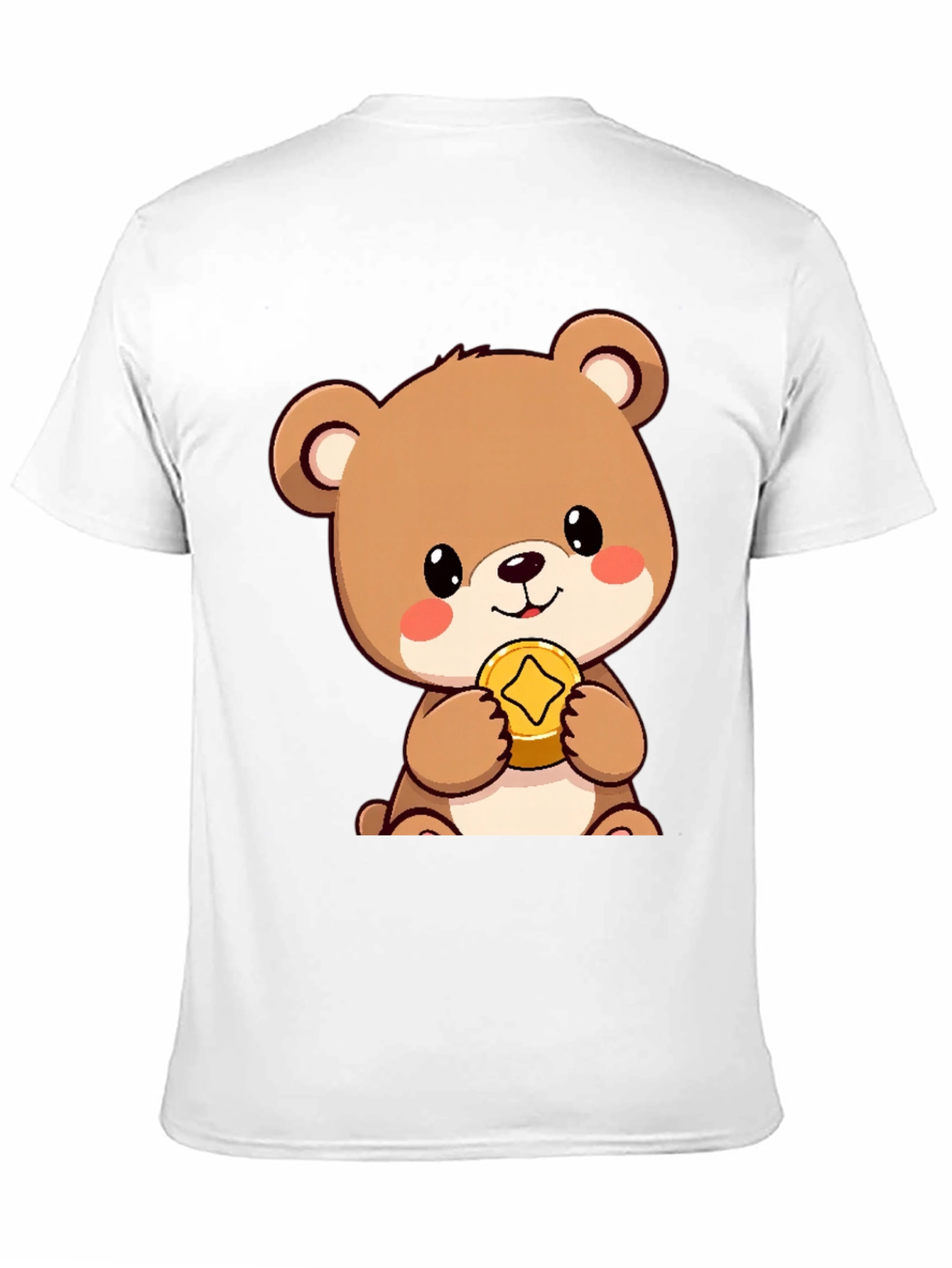 Black Cute Bear with Coin Black T-Shirt view 11