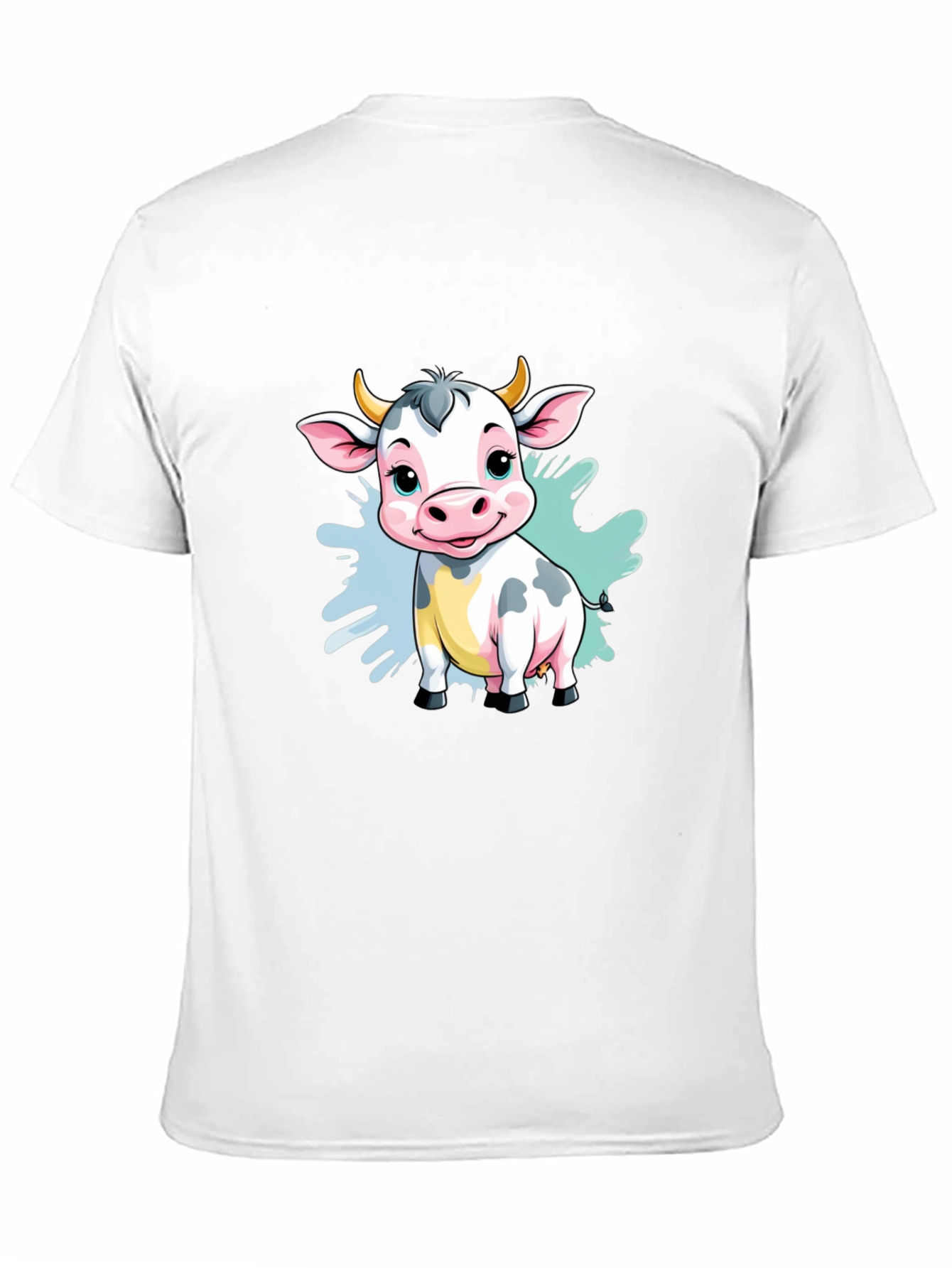 Black Cute Cartoon Cow Black T-Shirt view 11