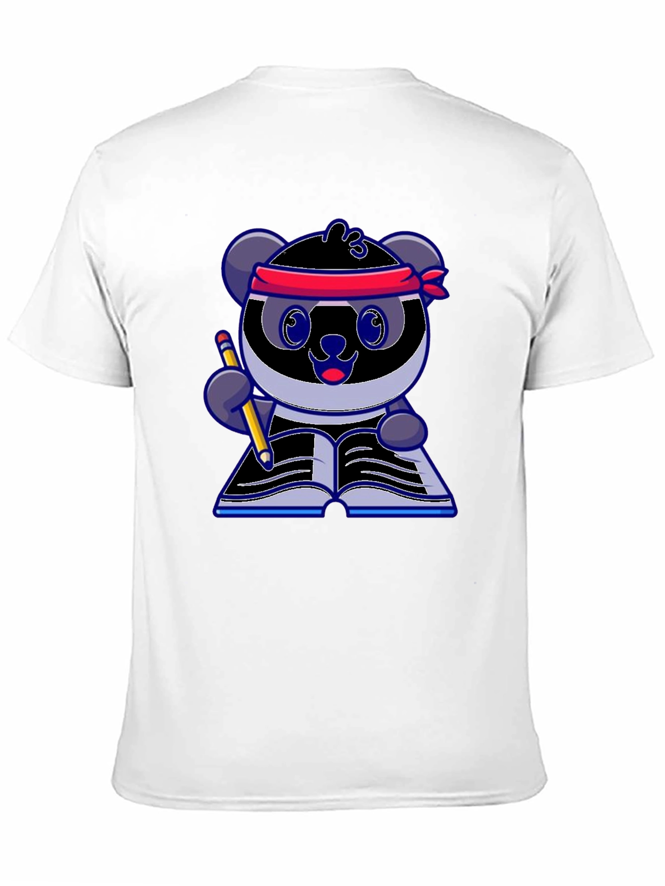 Black Cartoon Panda Reading Book Black T-Shirt view 11