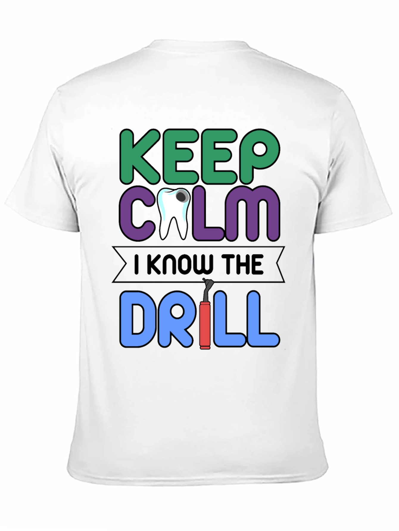 Black Keep Calm Dentist T-Shirt Funny Dental Drill Tee view 11