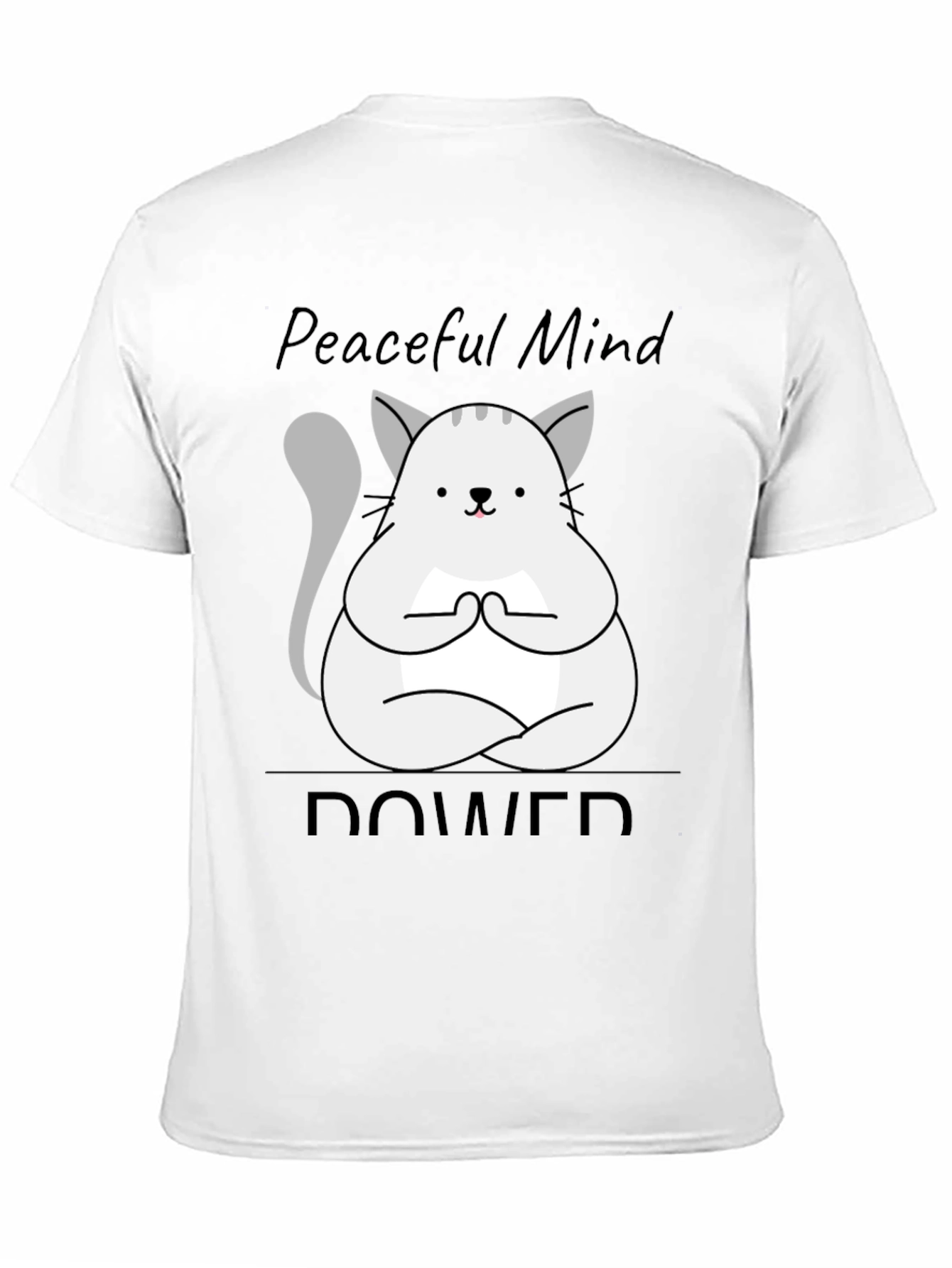 Black Peaceful Mind Power Cat T-Shirt view 11