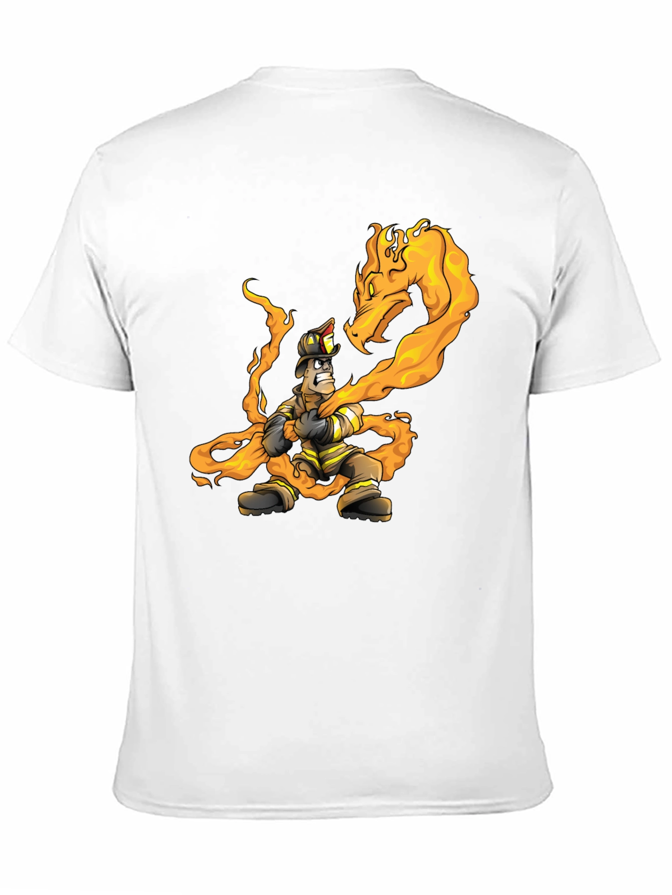 Black Firefighter vs Dragon Graphic T-Shirt - Cool Design view 11