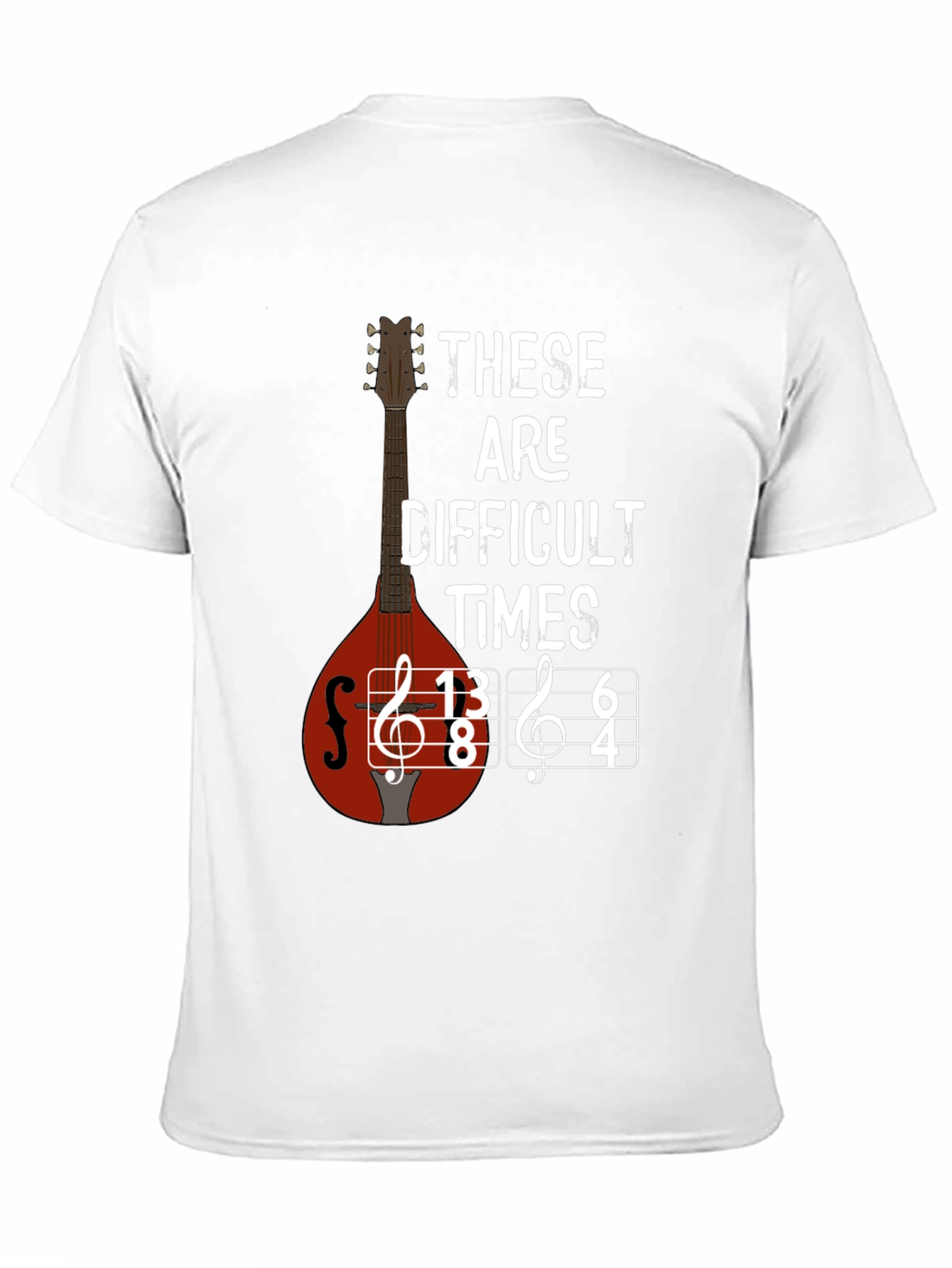 Black Difficult Times Music T-Shirt - Mandolin Graphic Tee view 11