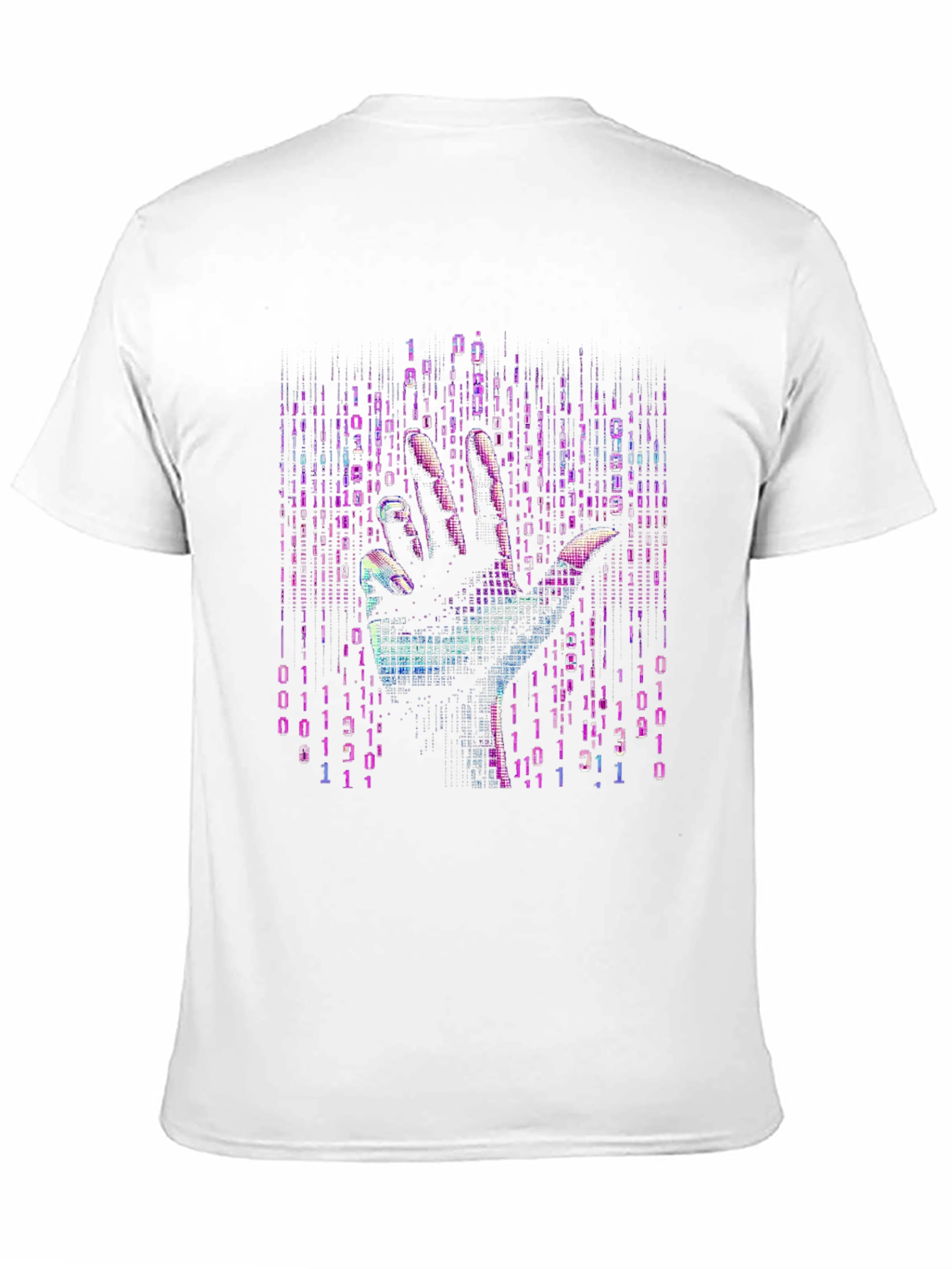 Black Binary Code Hand T-Shirt - Unique Tech Style view 11