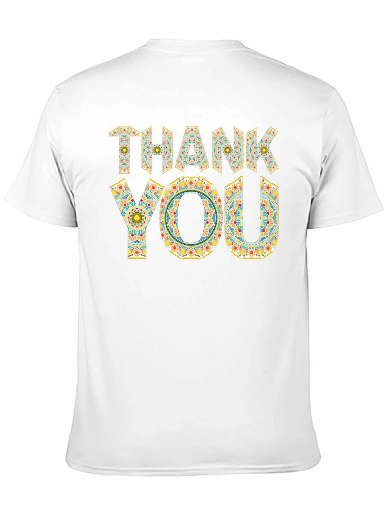 Black Thank You Graphic Tee - Mandala Pattern Shirt view 11