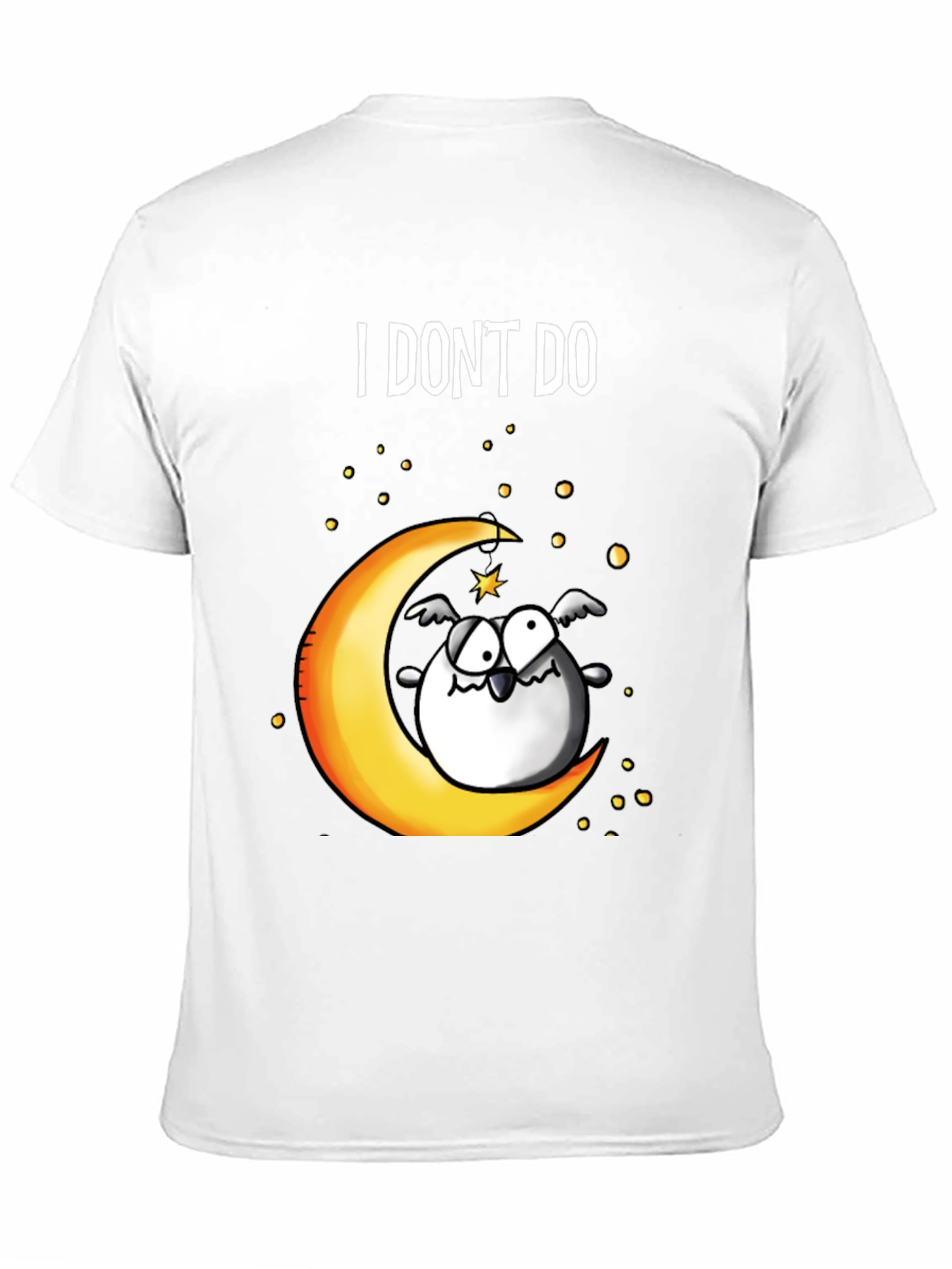 Black Funny I DON'T DO Mornings Owl on Moon T-Shirt view 11