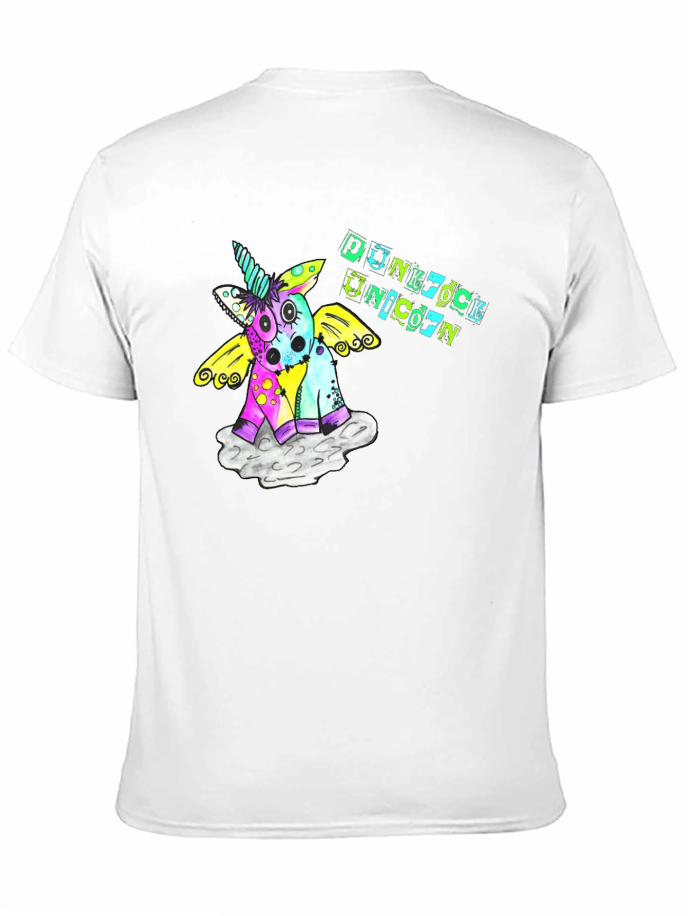 Black Punk Rock Unicorn Graphic Black T-Shirt view 11