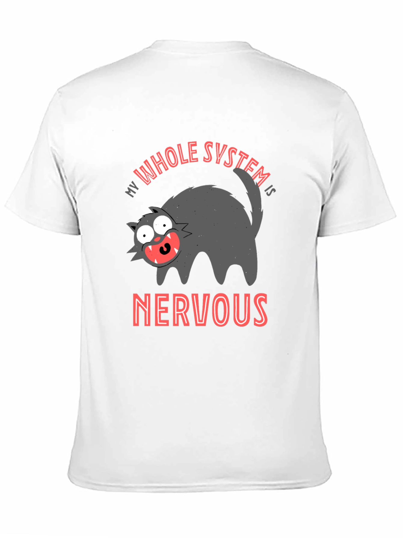 Black Nervous System Black T-Shirt - Funny Cat Graphic Tee view 11