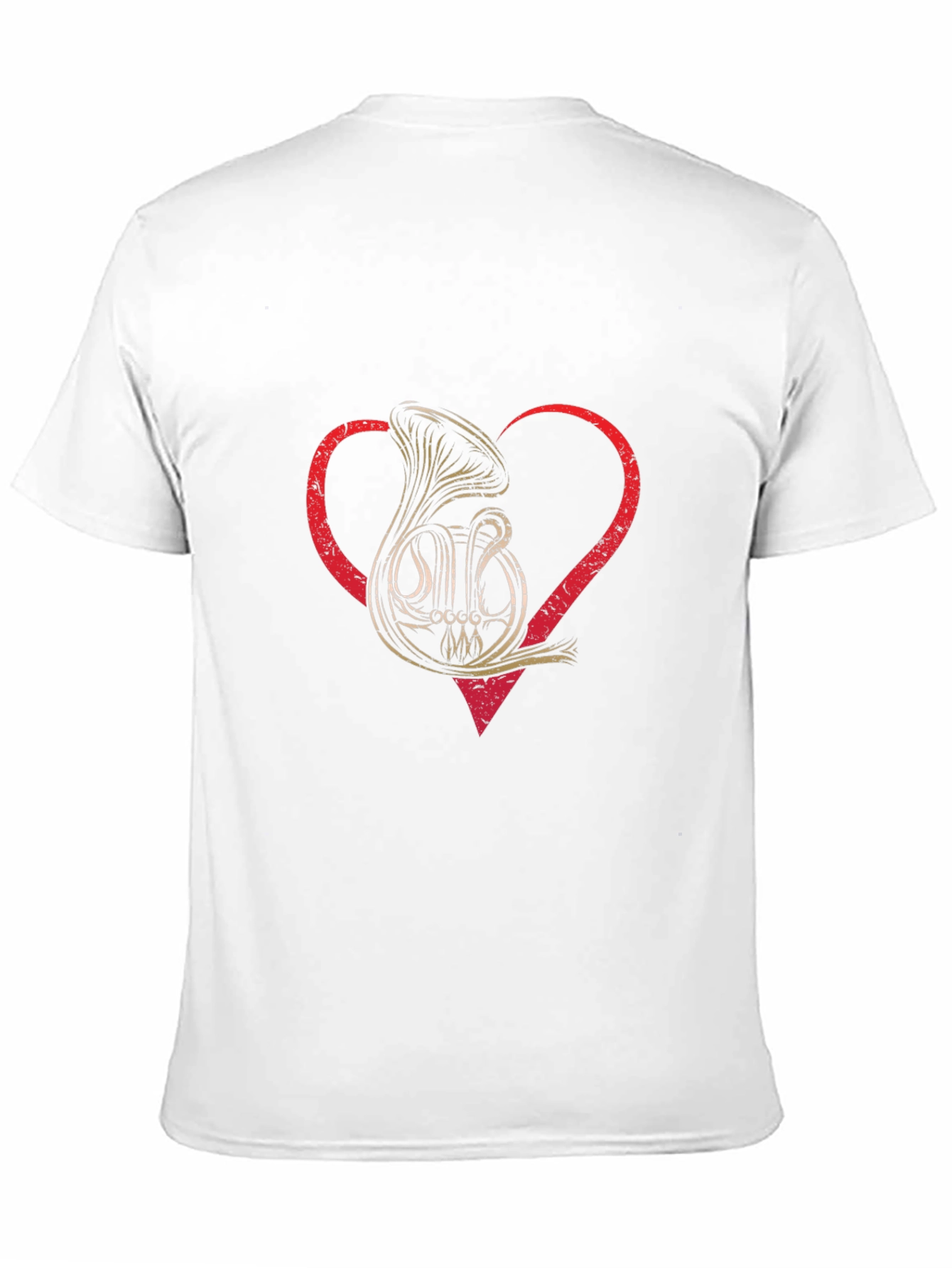 Black French Horn Heart T-Shirt Music Lover Tee view 11
