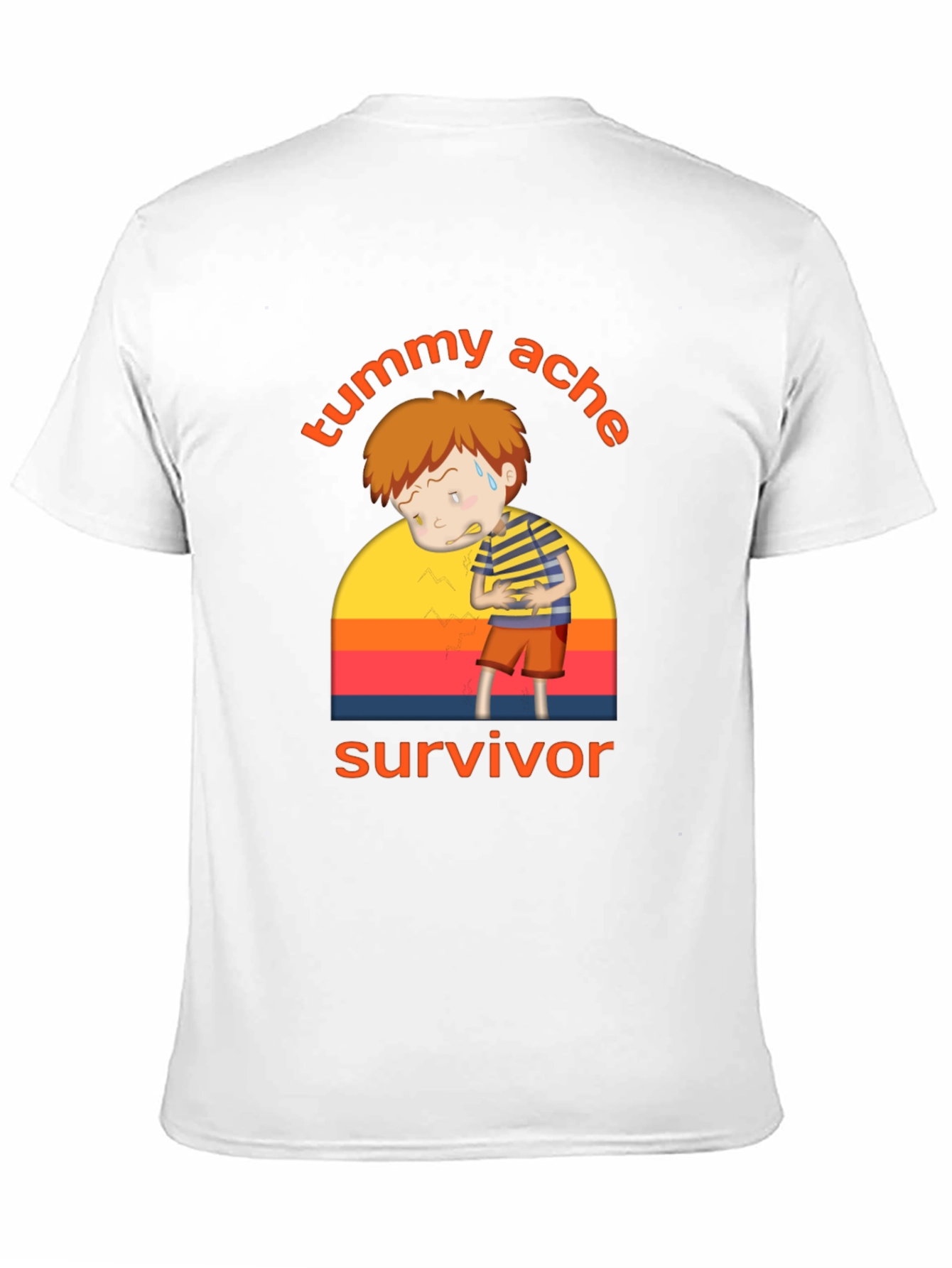 Black Tummy Ache Survivor T-Shirt - Funny Cartoon Design view 11