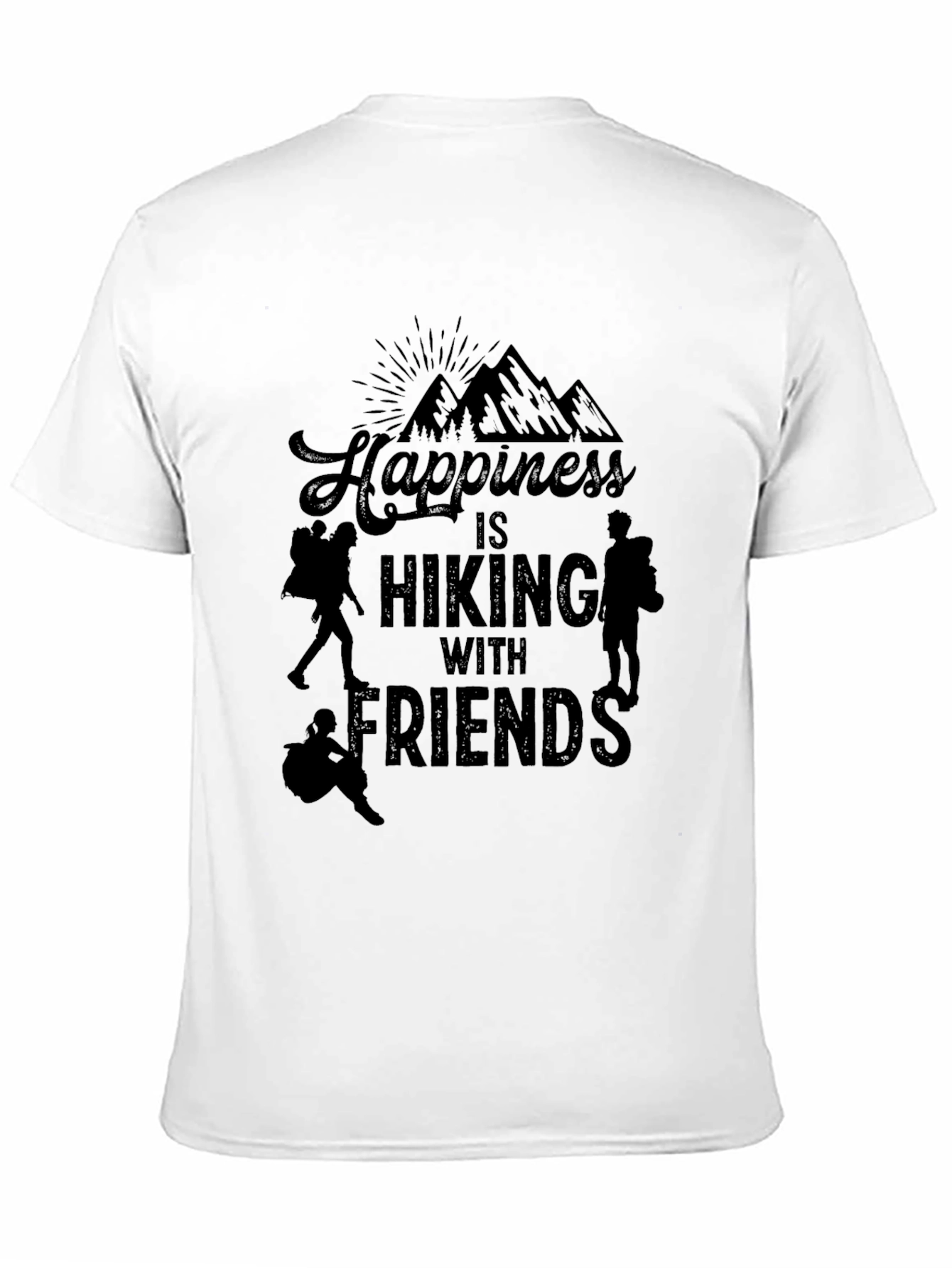 Black Happiness is Hiking With Friends Black T-Shirt view 11