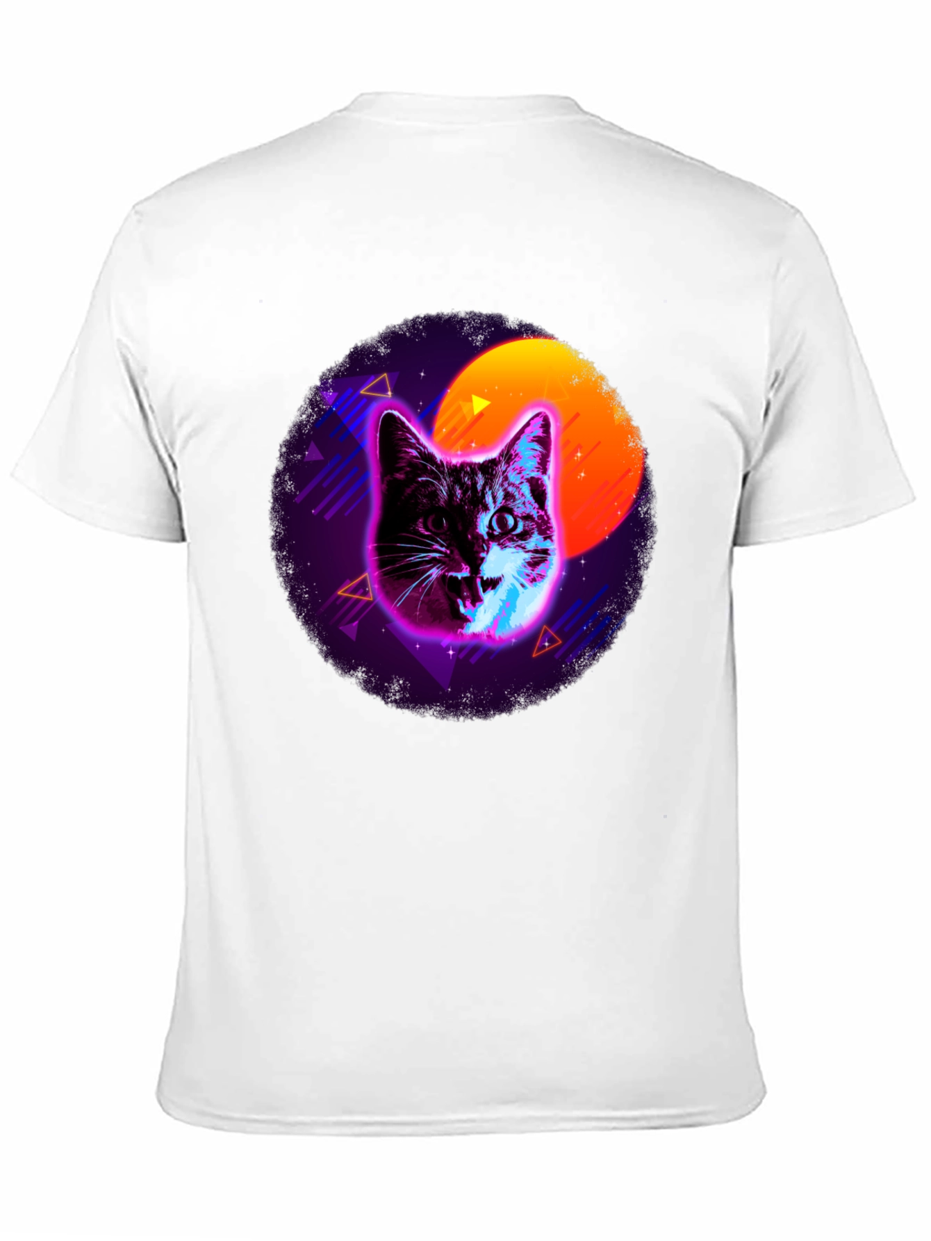 Black Retro Cat T-Shirt - Vaporwave Style view 11