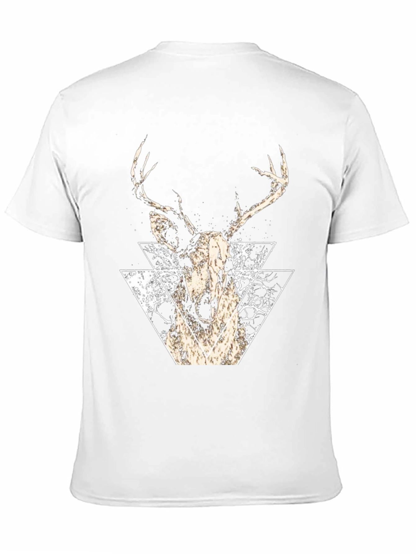 Black Geometric Deer Graphic Tee - Modern Black T-Shirt view 11