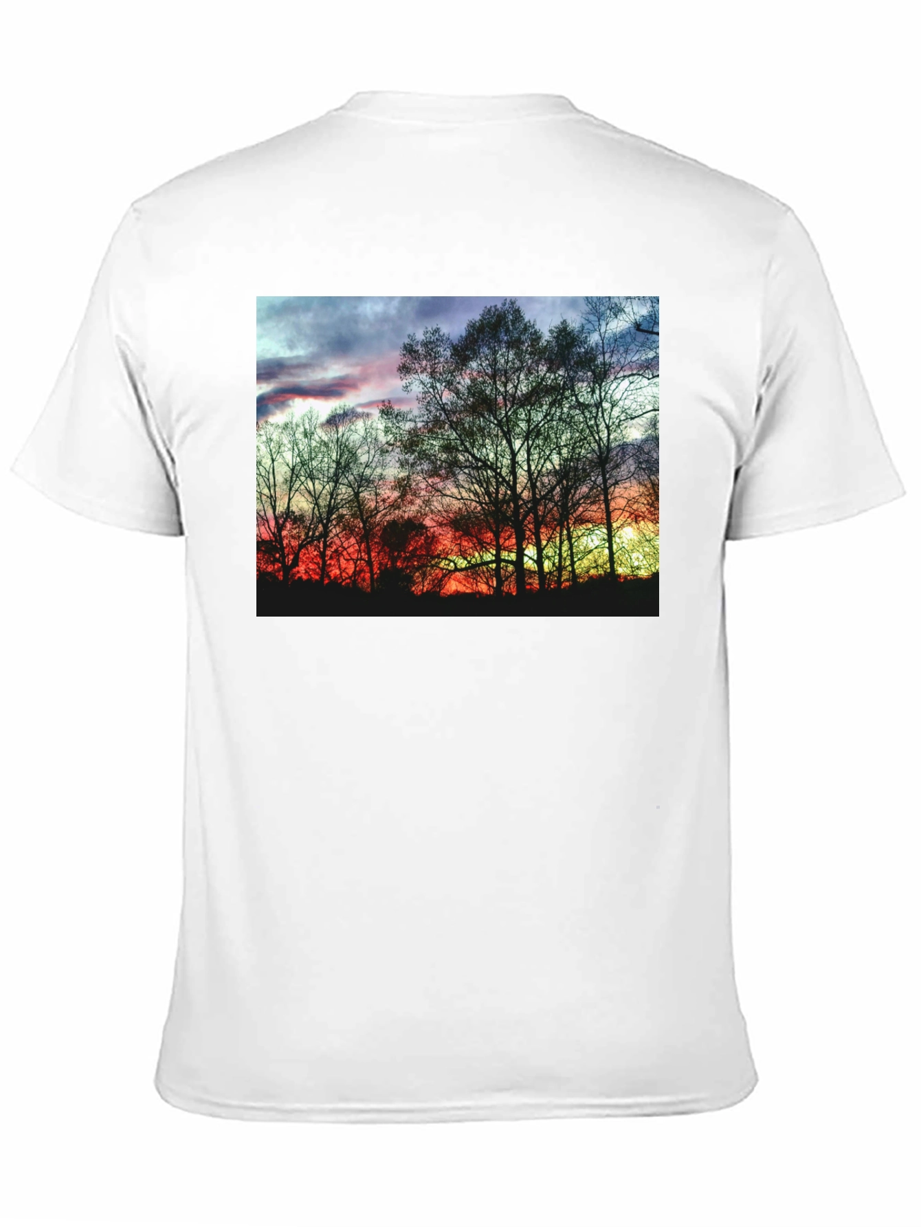Black Sunset Trees Graphic Black T-Shirt view 11