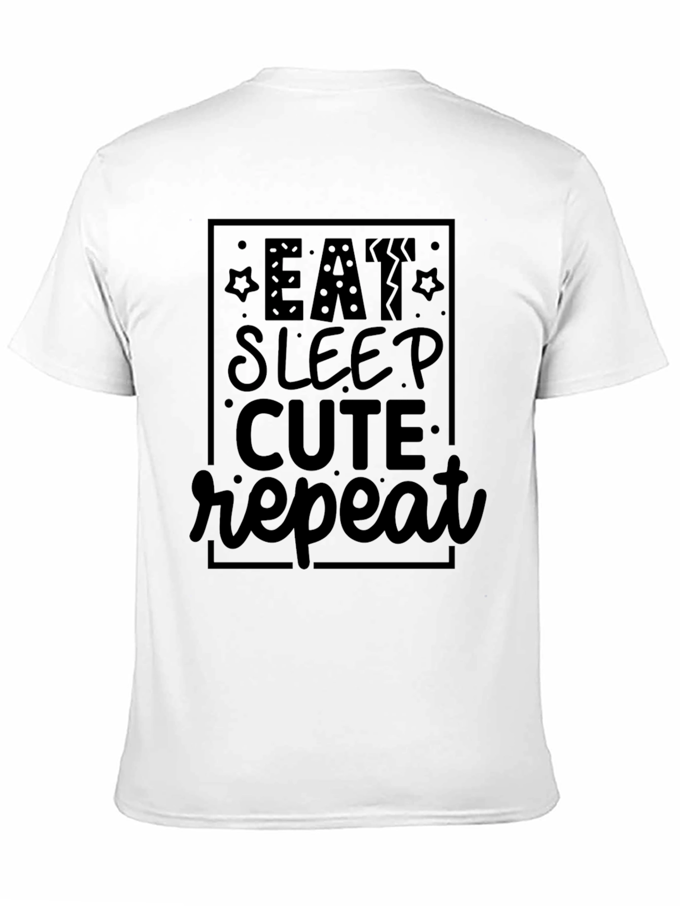 Black Eat Sleep Cute Repeat Black Graphic Tee view 11