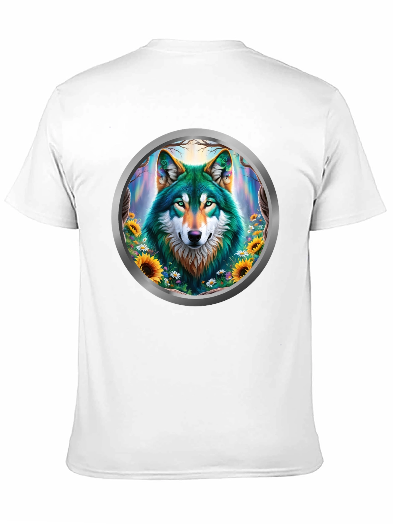 Black Wolf Circle Graphic T-Shirt - Nature Art view 11