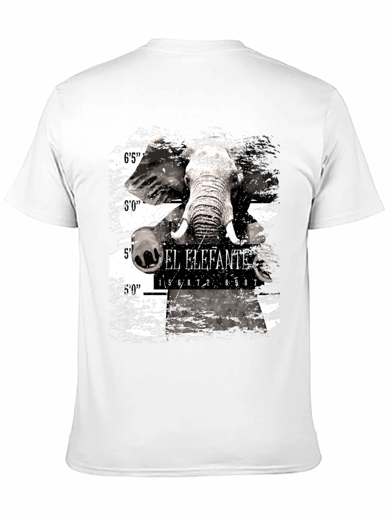 Black El Elefante Mugshot Men's Black Graphic T-Shirt view 11