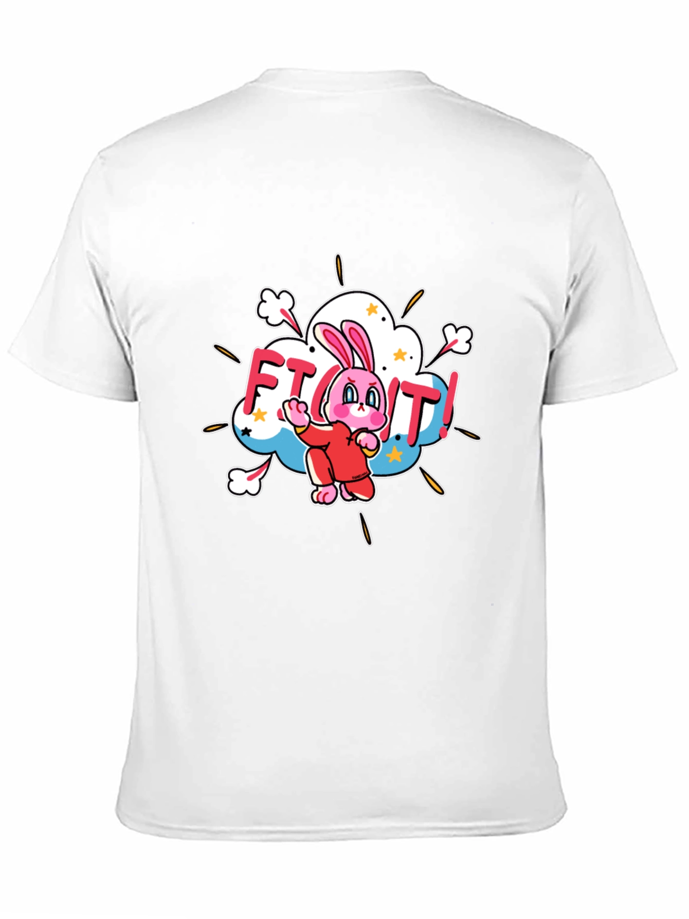 Black Fight! Bunny T-Shirt - Black Cotton Tee view 11