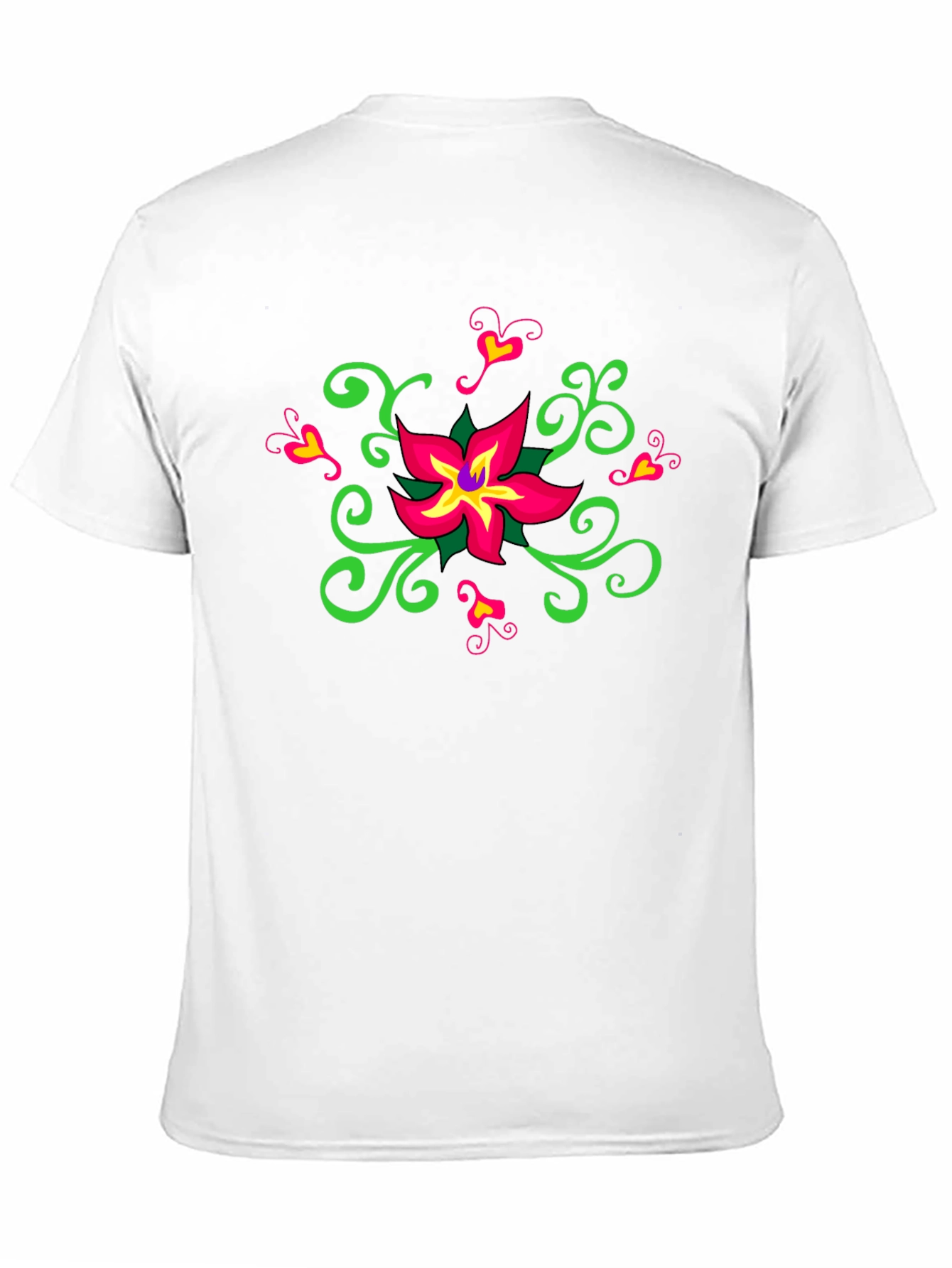 Black Floral Design Black T-Shirt view 11