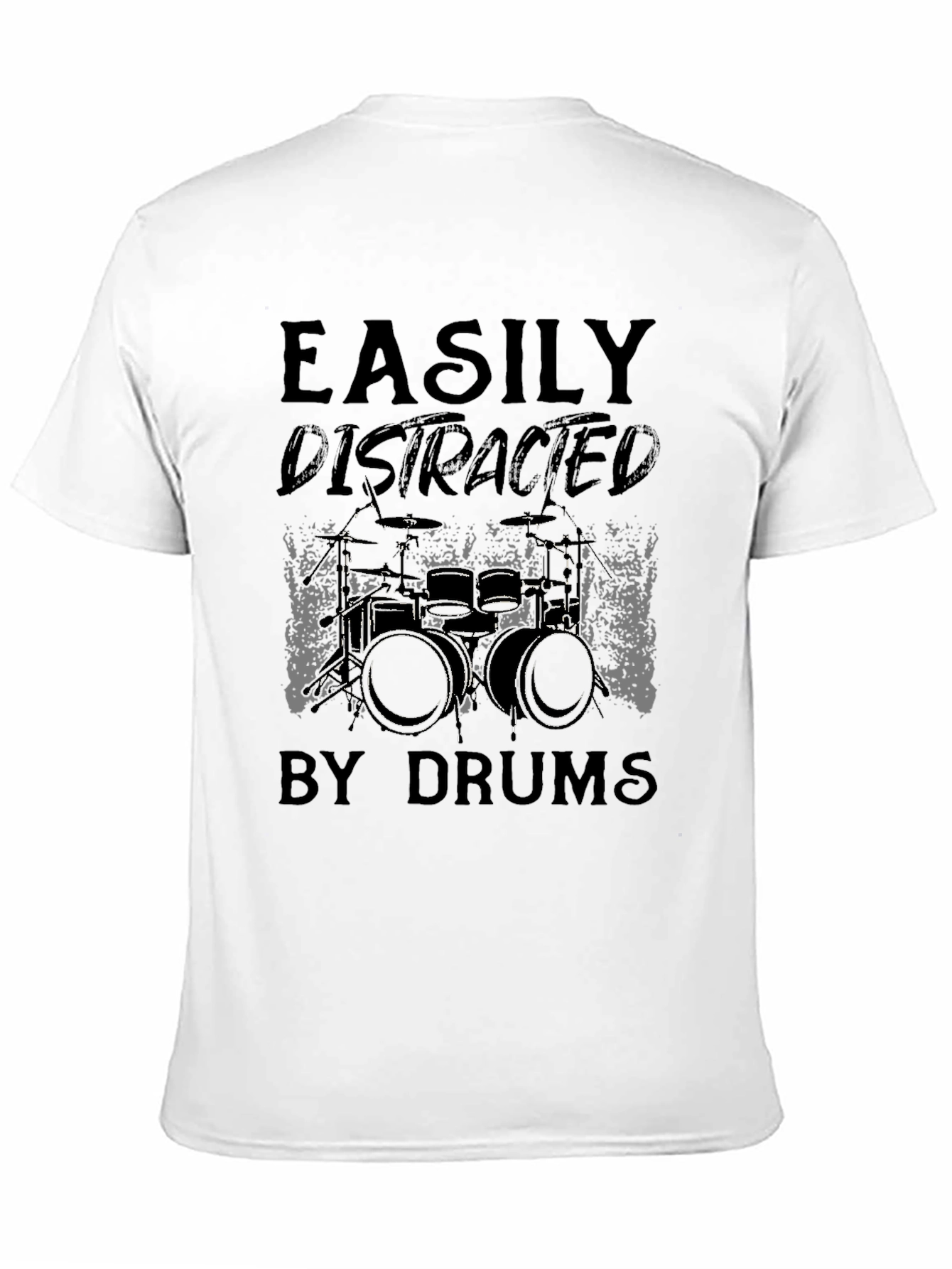 Black Easily Distracted by Drums T-Shirt view 11
