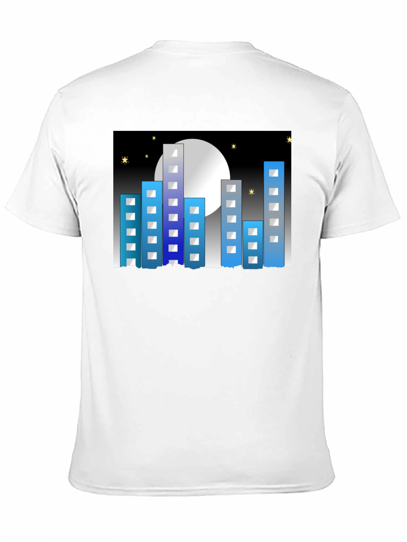 Black Cityscape Moon Graphic Tee - Black Cotton Blend view 11