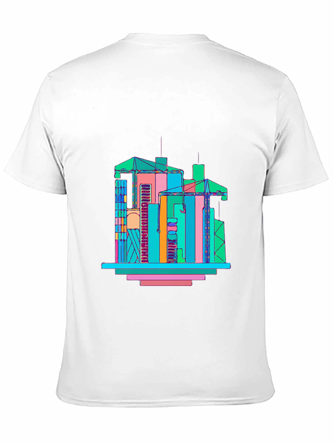 Black Abstract Building Graphic T-Shirt - Men's Black Tee view 11
