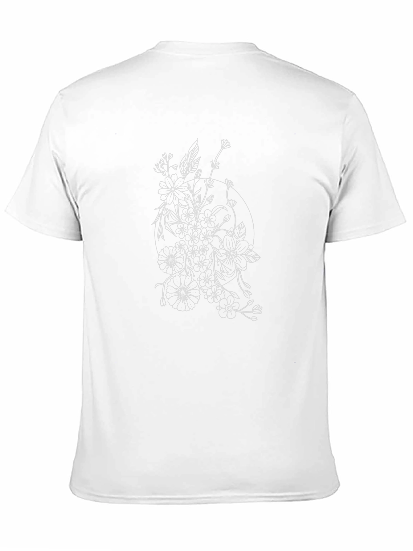 Black Floral Outline Black T-Shirt view 11