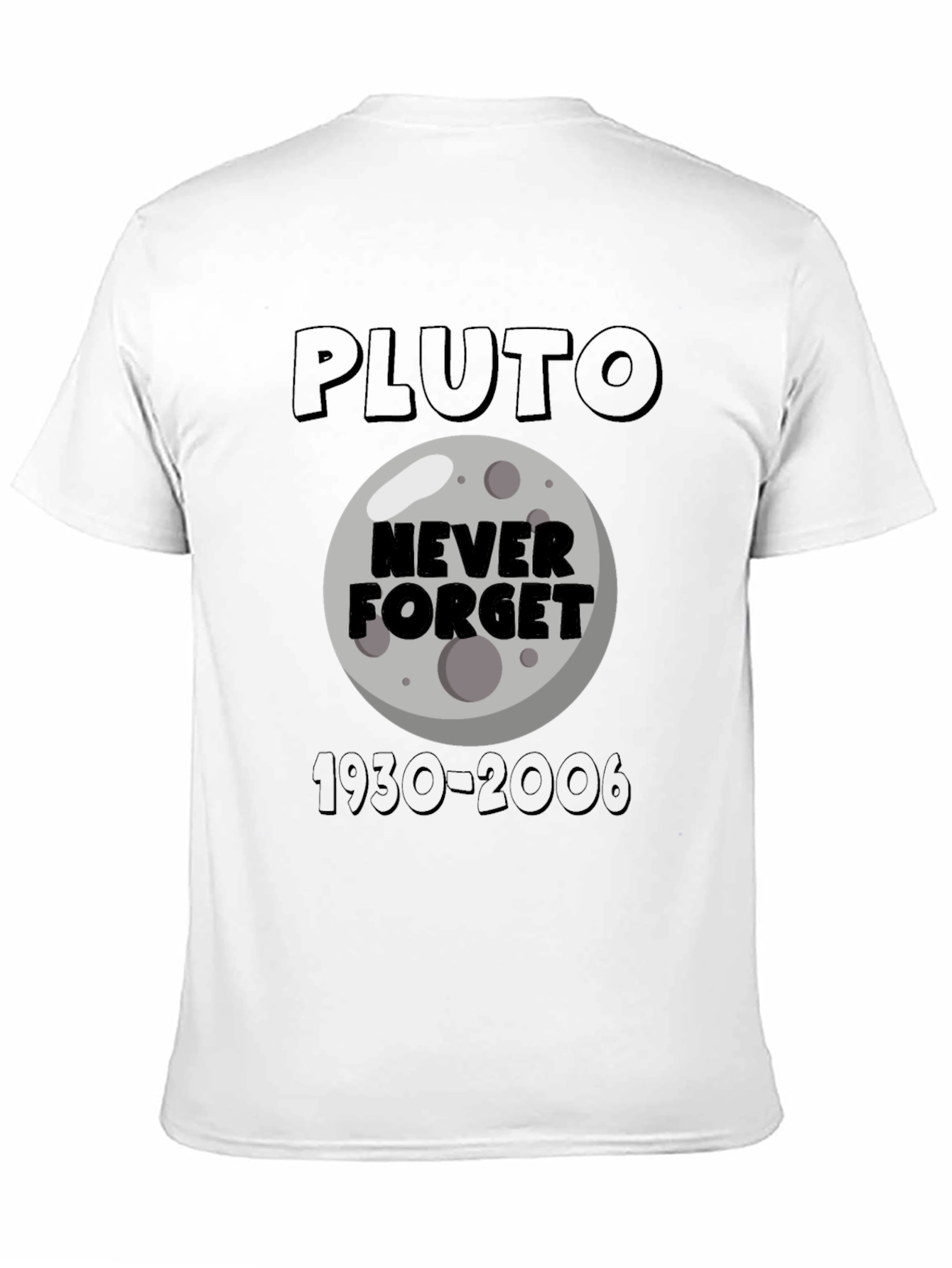 Black Pluto Never Forget Graphic T-Shirt view 11