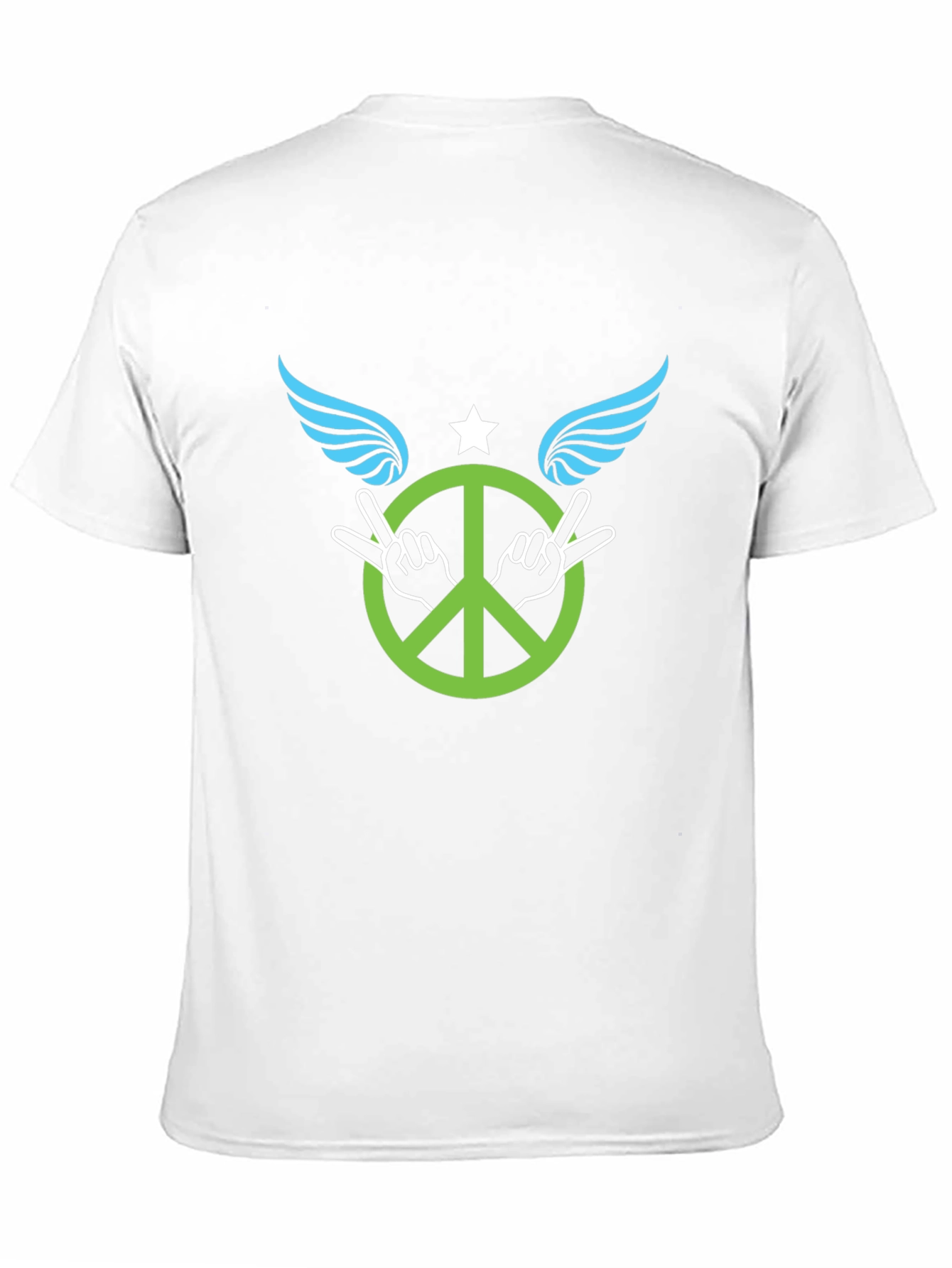 Black Peace Sign with Wings Graphic T-Shirt - Black view 11
