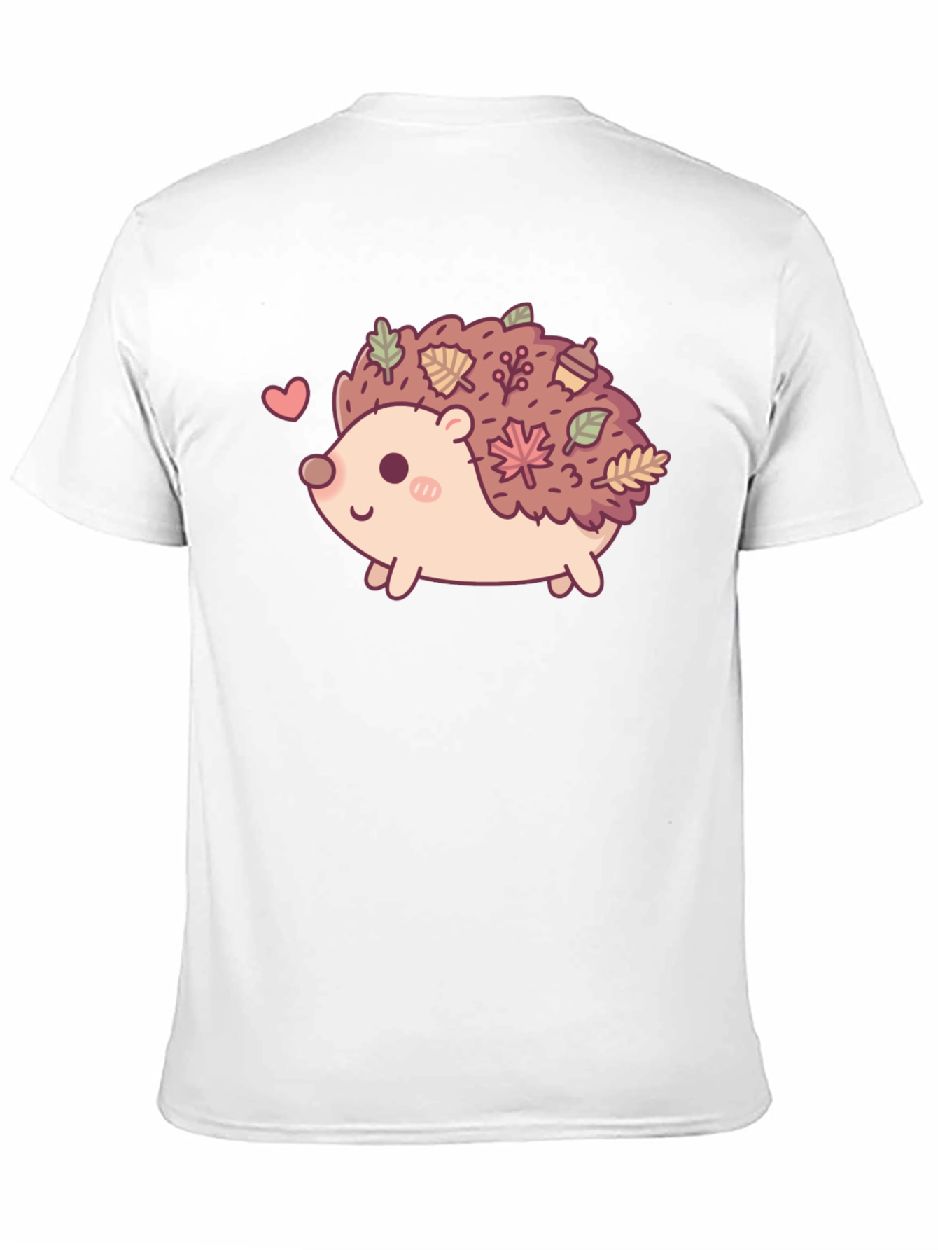 Black Cute Hedgehog Leaves Graphic Tee - Black view 11