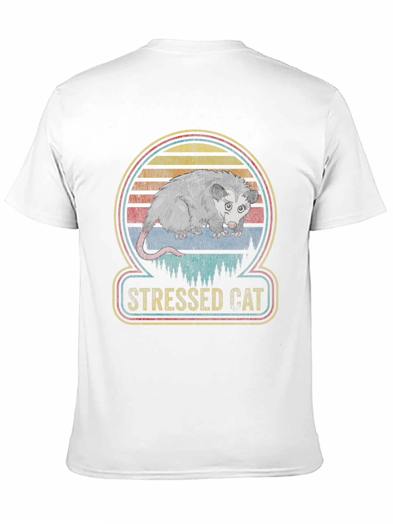 Black Stressed Cat Opossum Graphic Tee view 11