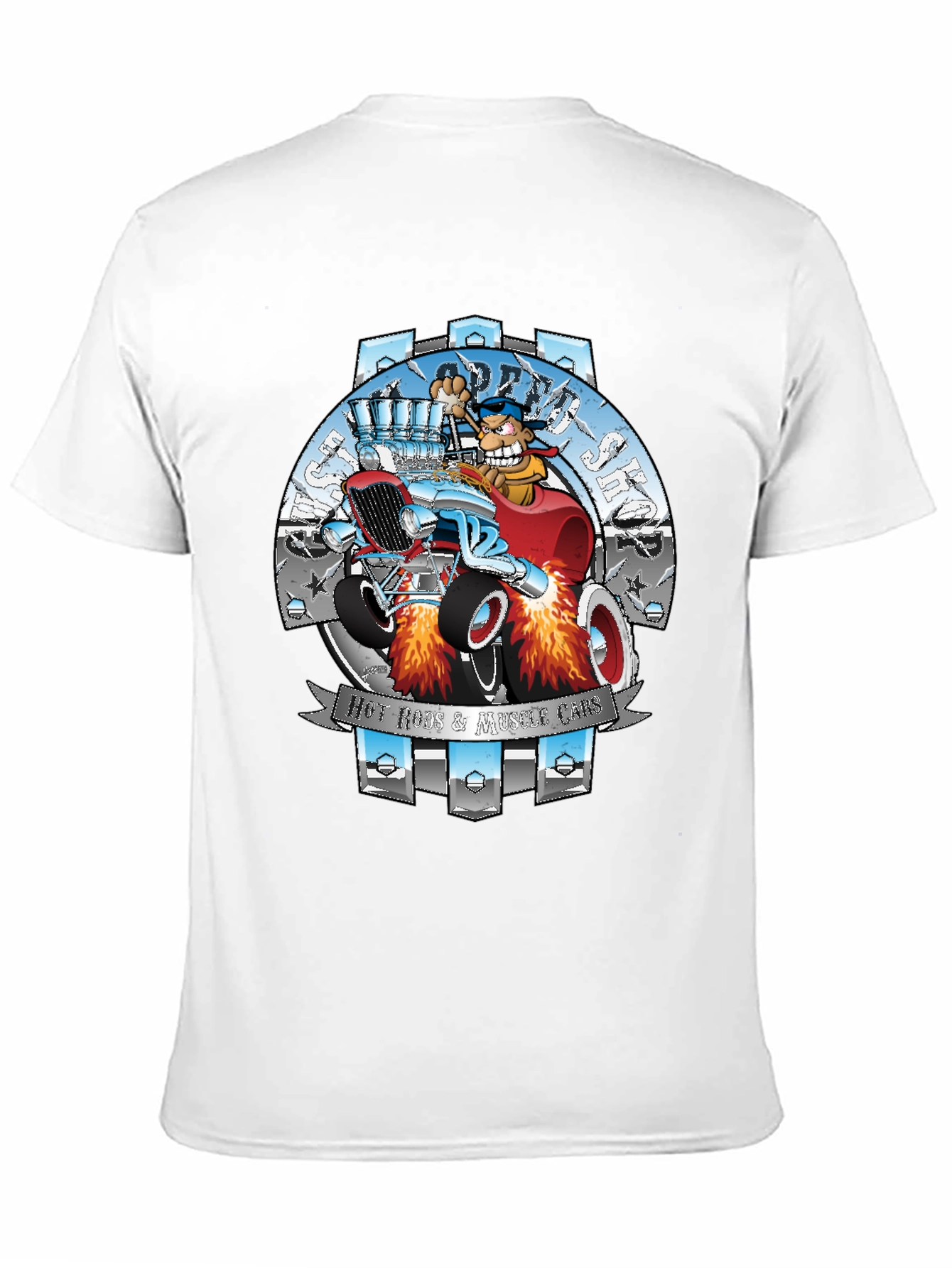 Black Hot Rods & Muscle Cars T-Shirt - Cartoon Design view 11