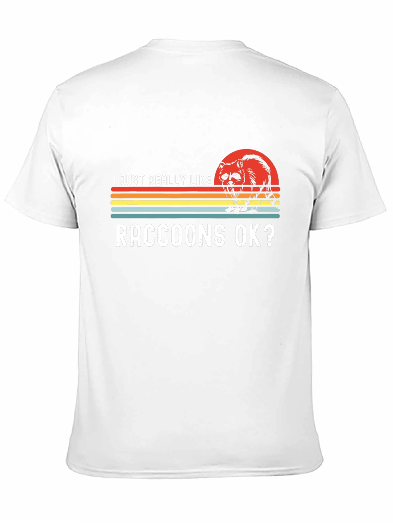 Black Raccoon Lover T-Shirt - Retro Sunset Design view 11