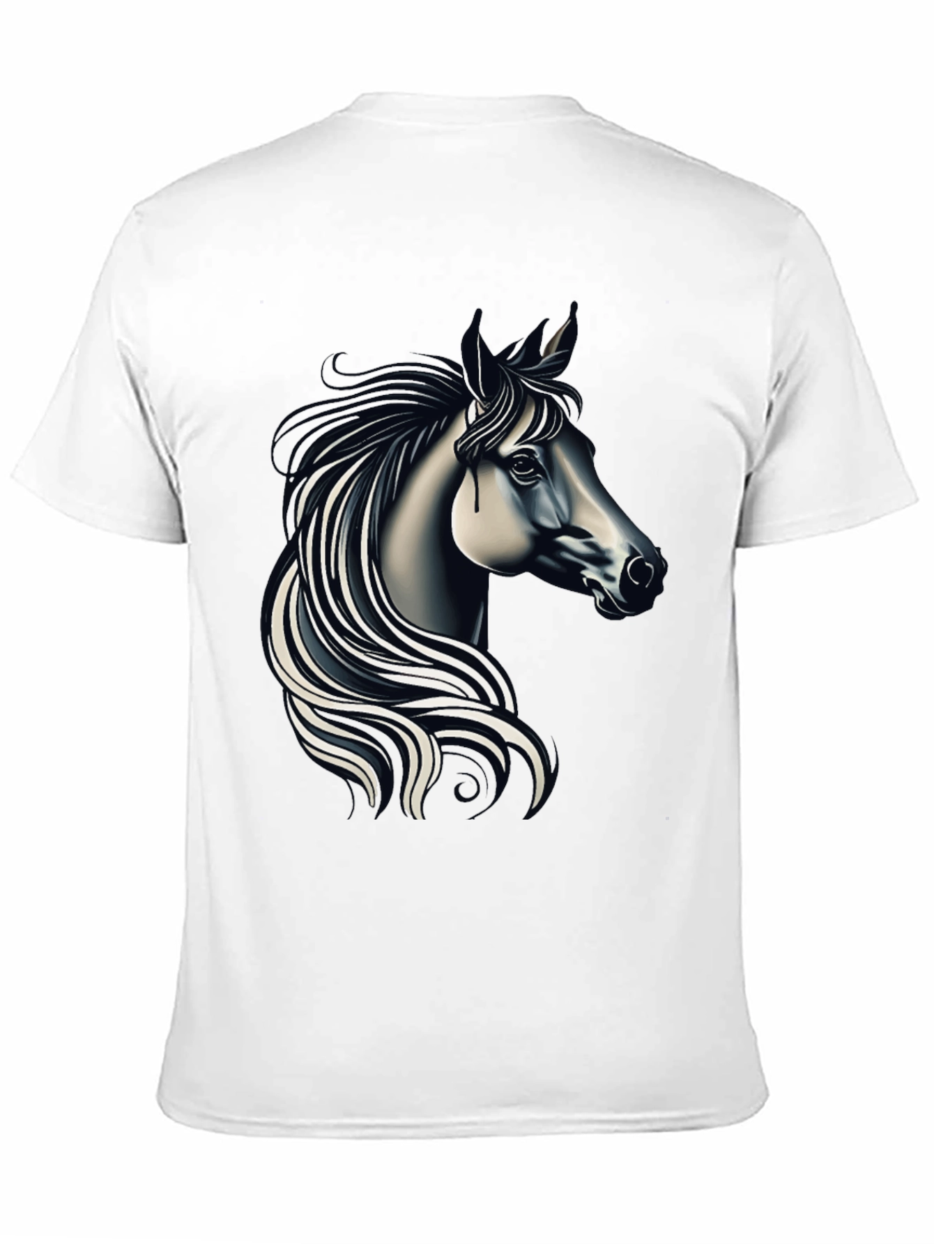 Black Black T-shirt with Elegant Horse Design view 11