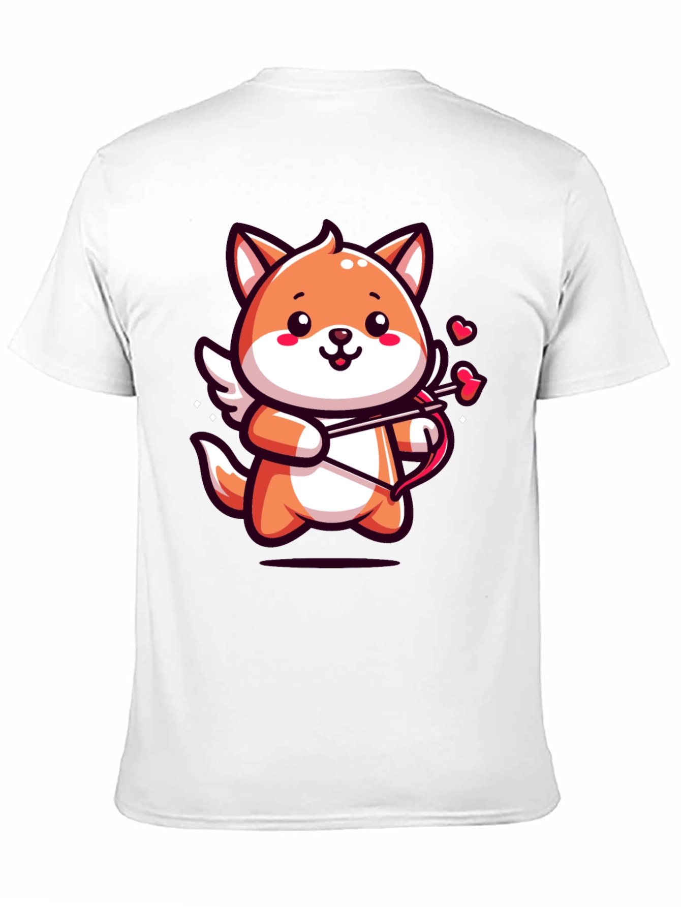 Black Cute Cupid Fox Graphic Tee - Valentine's Day Shirt view 11