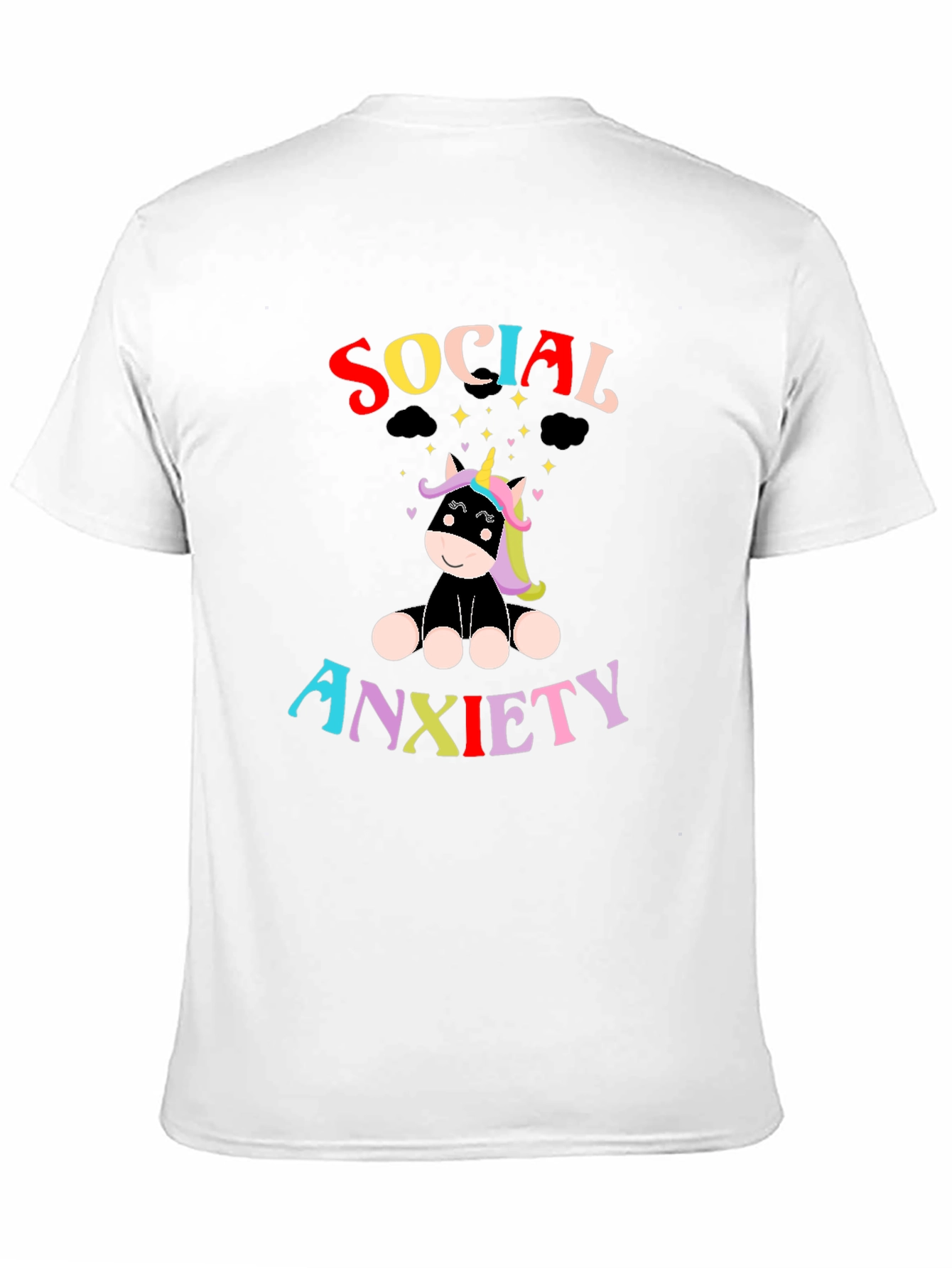 Black Social Anxiety Unicorn Graphic T-Shirt view 11