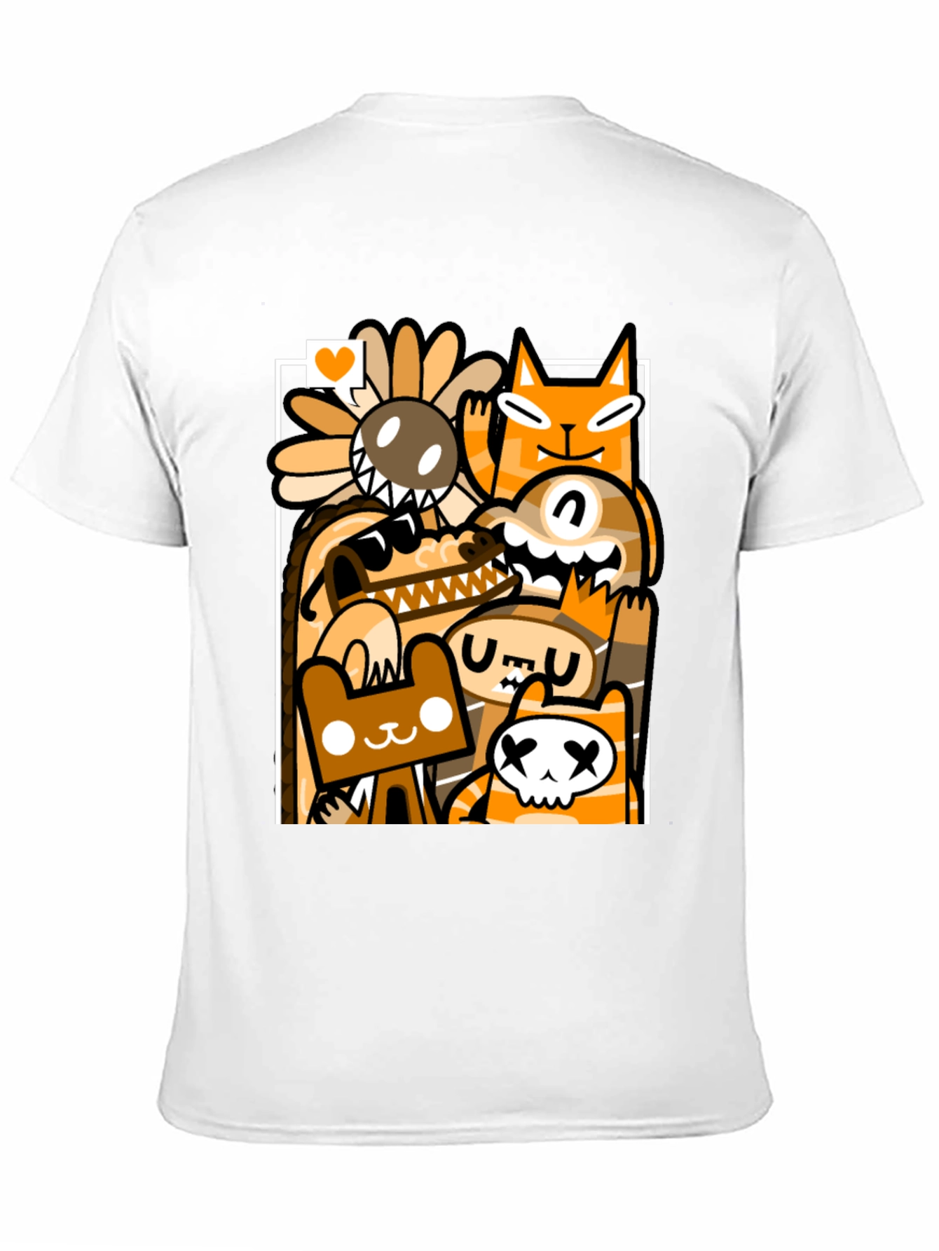 Black Cartoon Doodle Character Graphic Black T-Shirt view 11