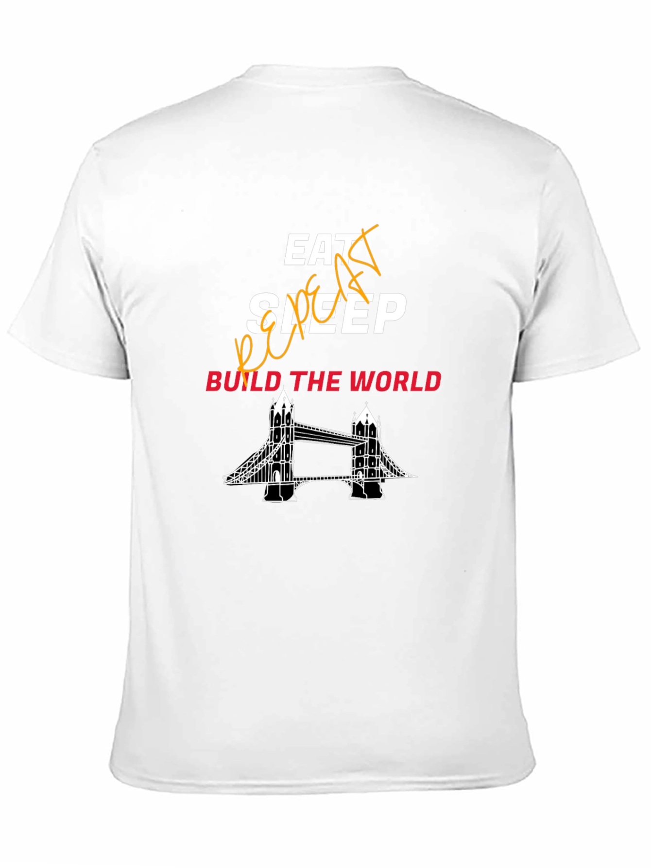 Black Eat Sleep Code Build the World Black Graphic Tee view 11