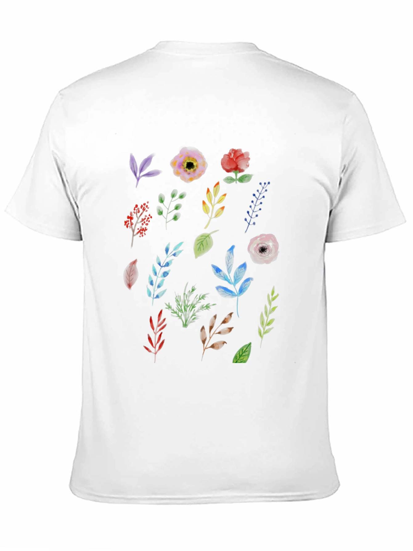 Floral Botanical Print Black T-Shirt - 11