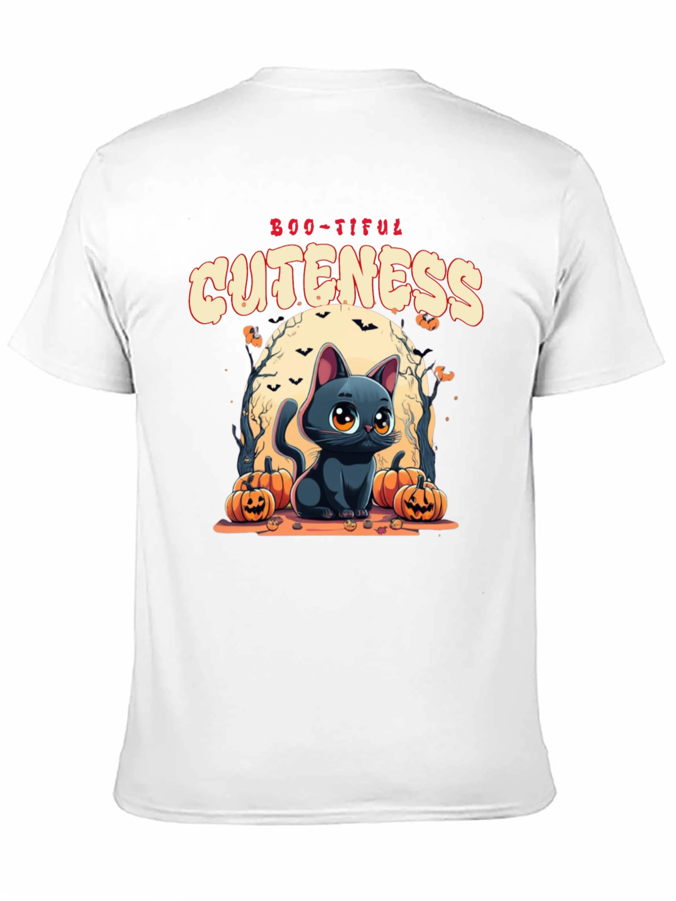 Black Boo-Tiful Cuteness Black Cat Halloween T-Shirt view 11