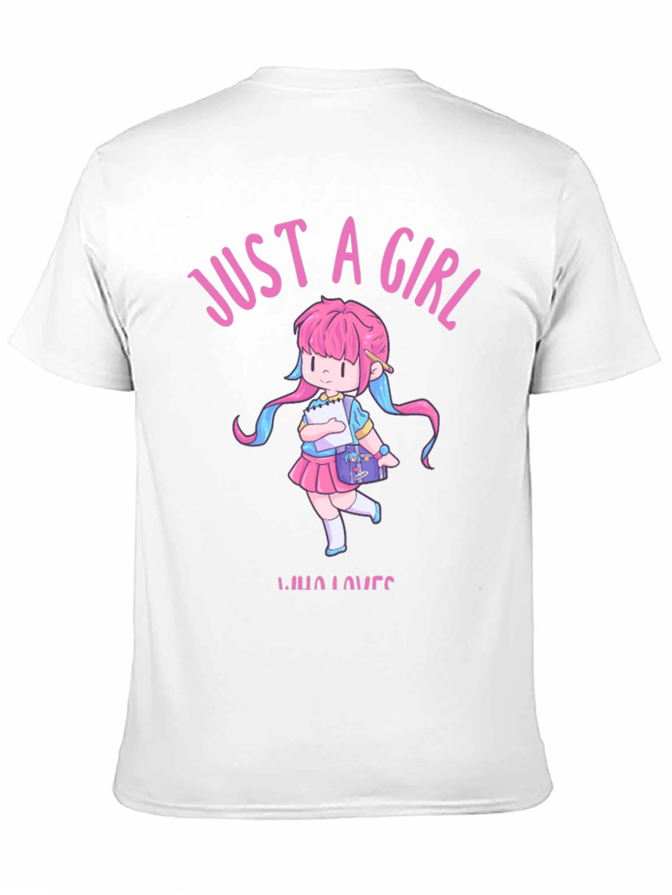 Black Just a Girl Who Loves Anime Black T-Shirt view 11