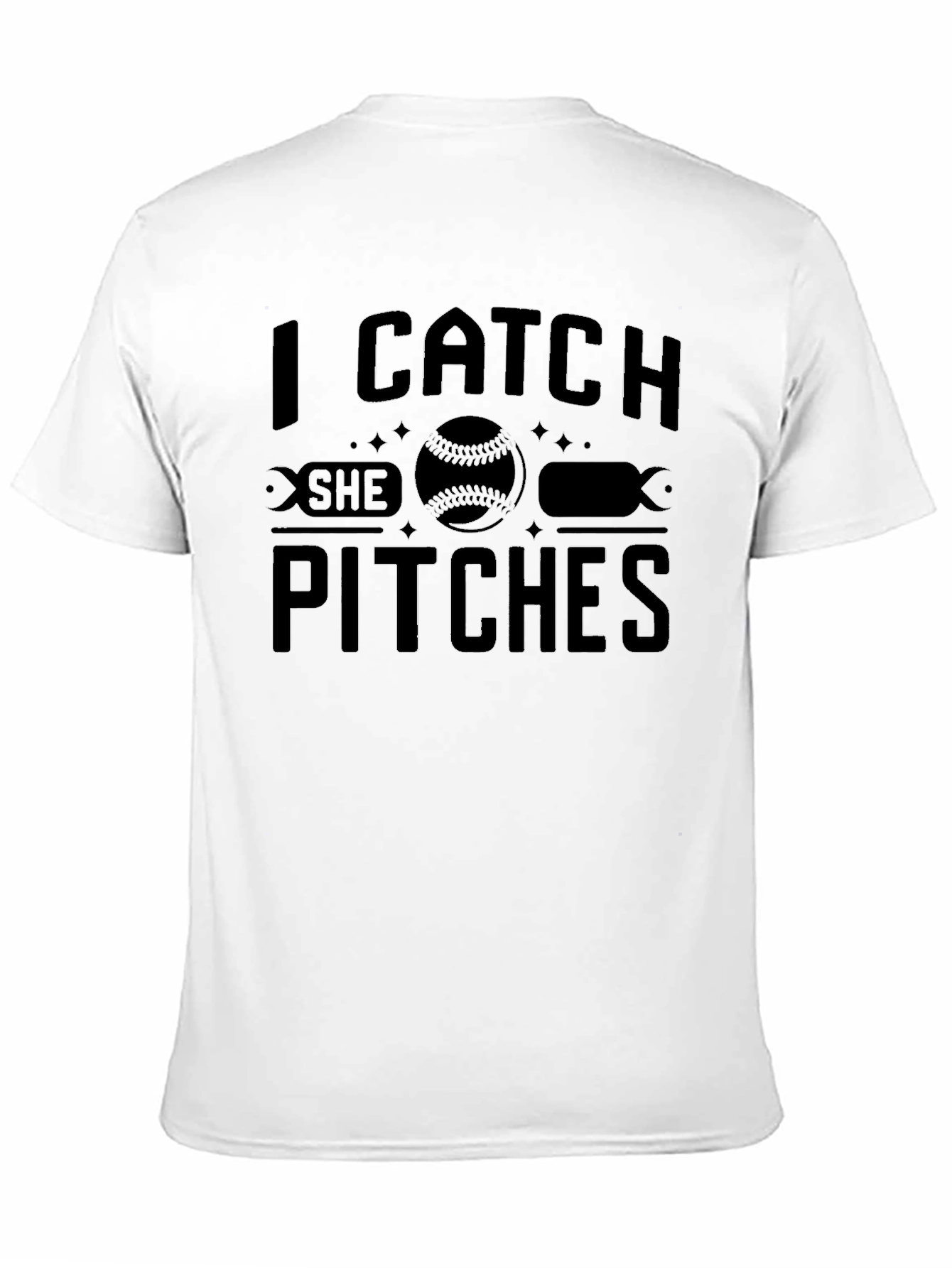 Black I Catch She Pitches Baseball T-Shirt view 11