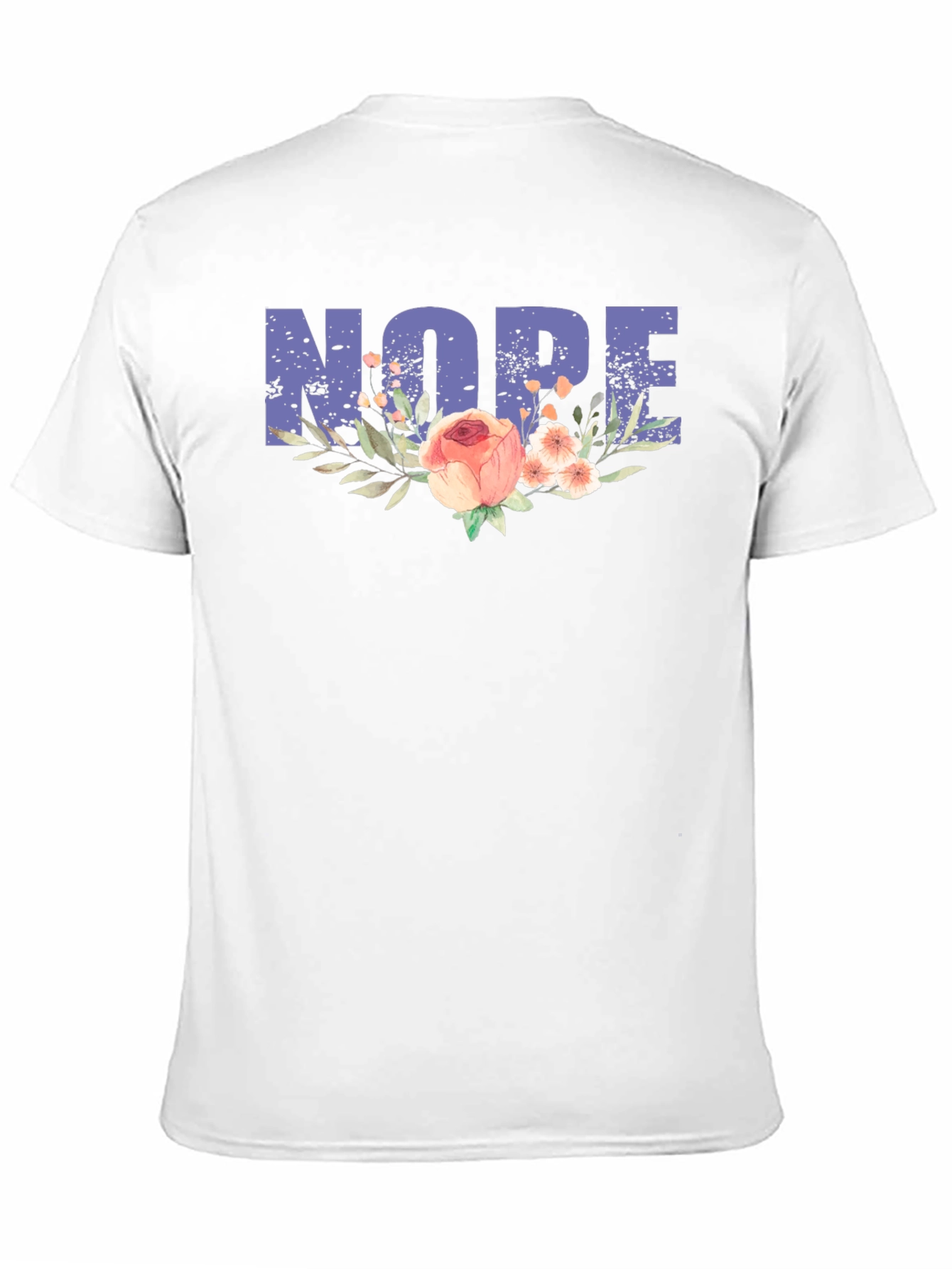 Black Nope Floral Graphic Tee - Unisex Black Cotton T-Shirt view 11