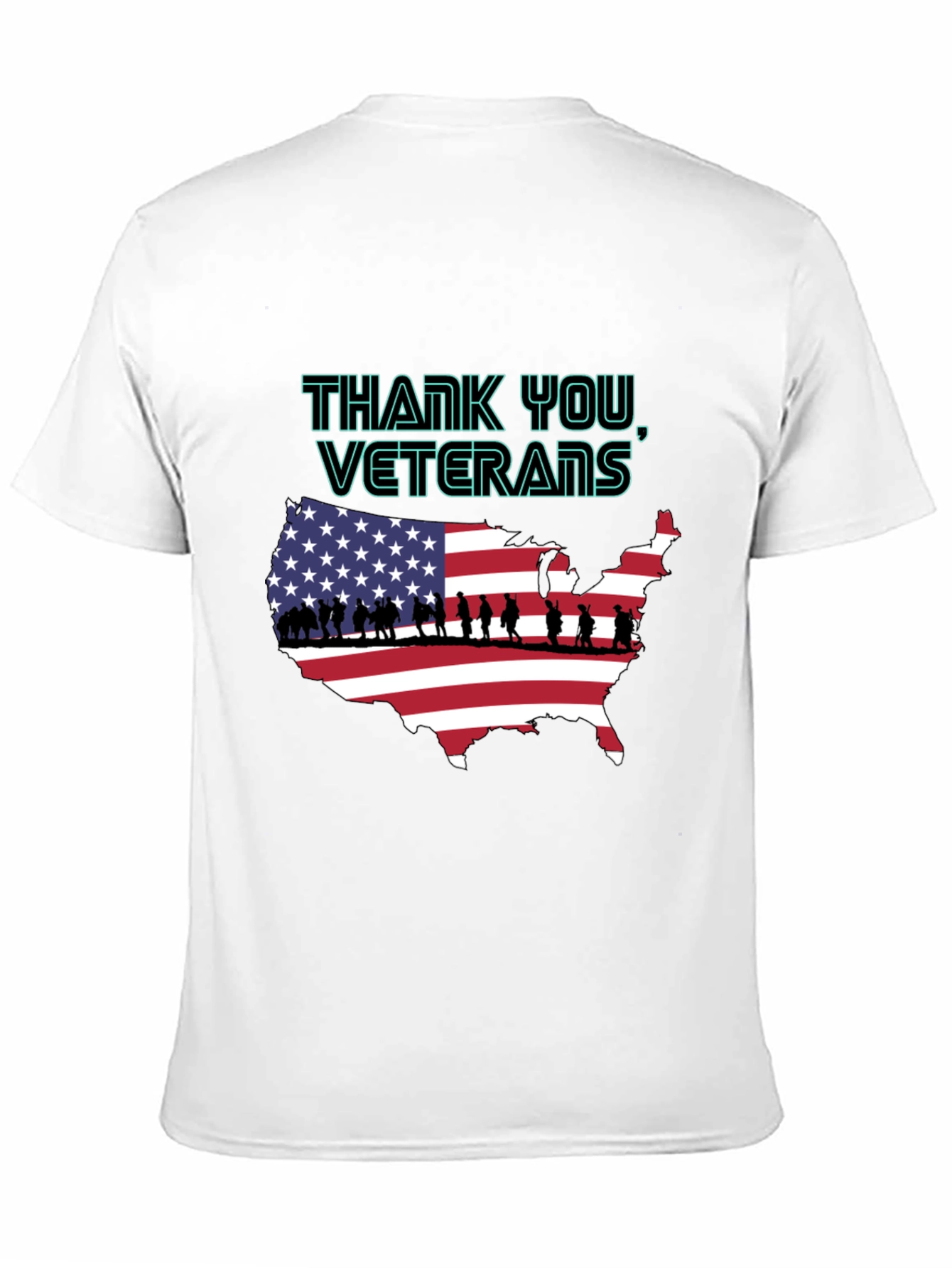 Black Thank You Veterans USA Map T-Shirt view 11