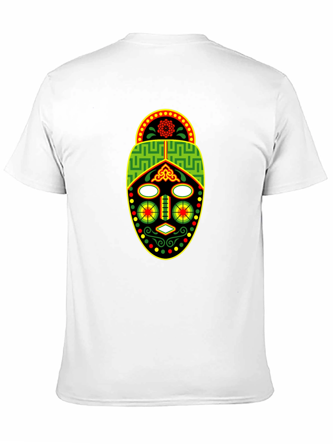 Black African Mask Graphic Tee - Black Crew Neck T-Shirt view 11