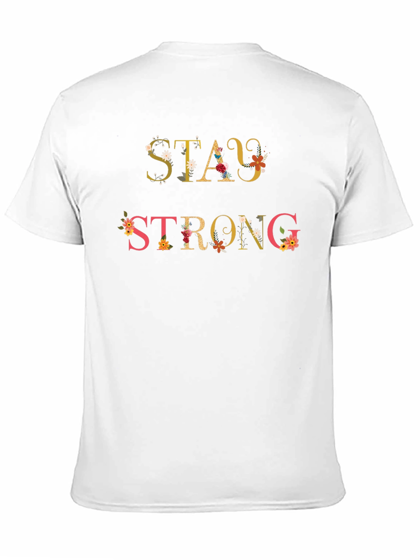 Black Stay Strong Floral Graphic Tee - Inspirational Shirt view 11