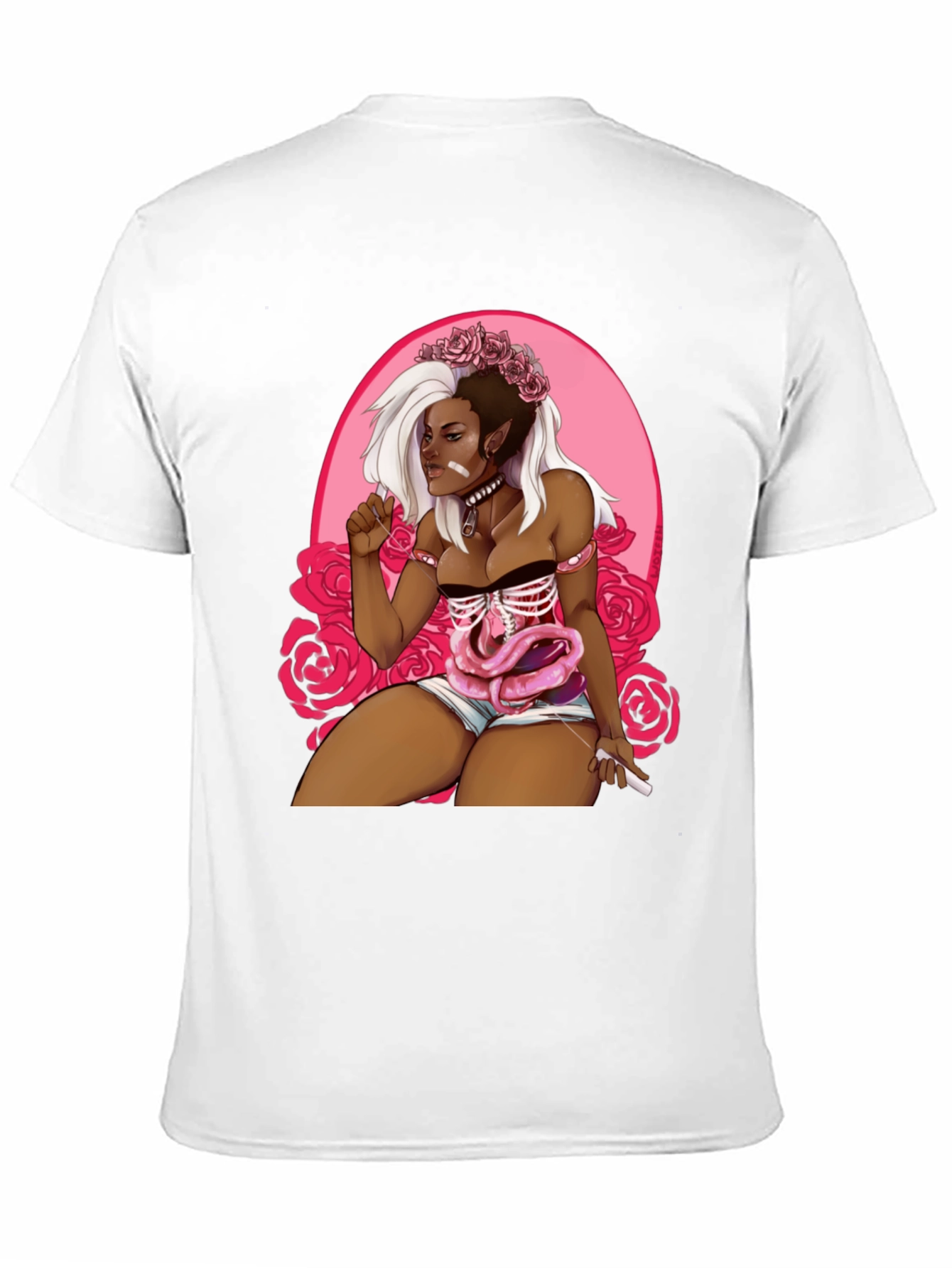 Black Gothic Floral Skeleton Ribcage T-Shirt view 11